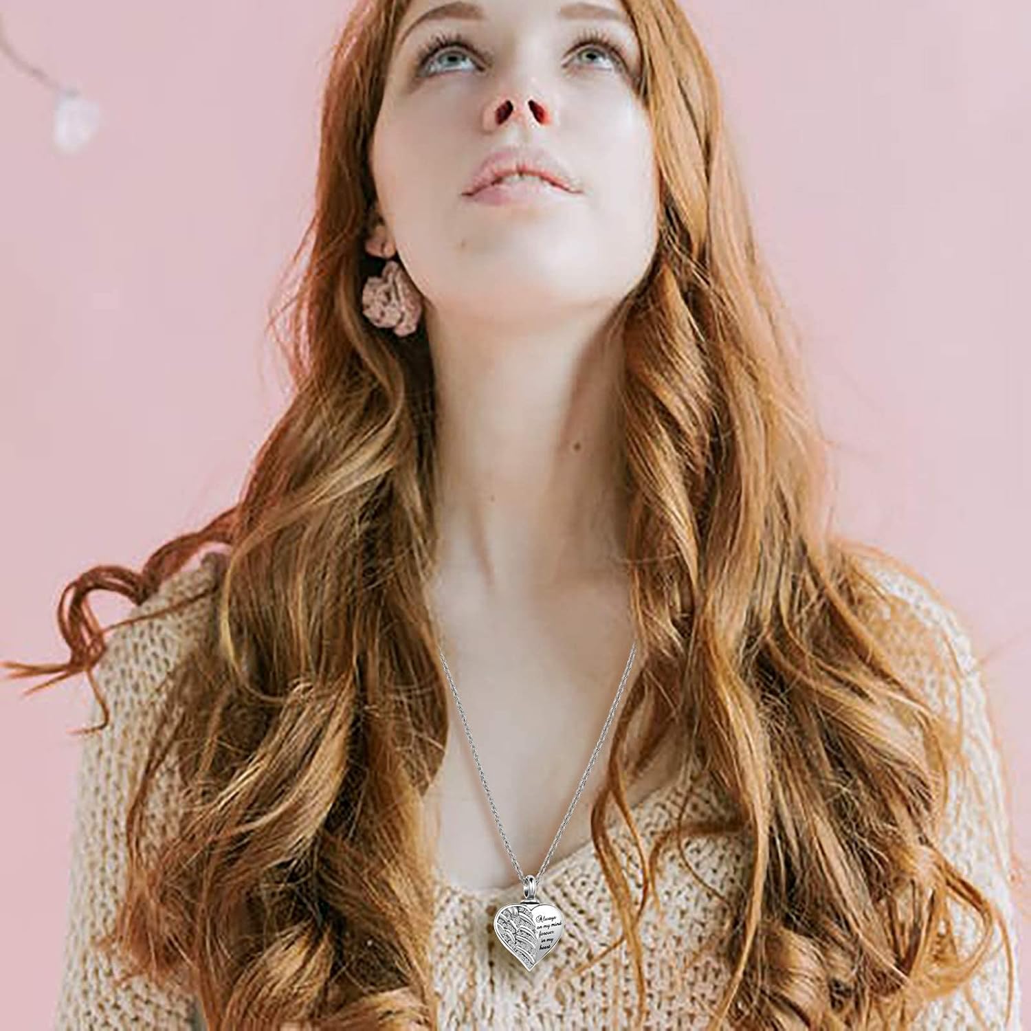 Guardian Angel Wings Cremation Jewelry for Ashes Heart Crystal Urn Necklaces for Ashes Memorial Keepsake Necklace Always on Mind Forever in My Heart - Image 5