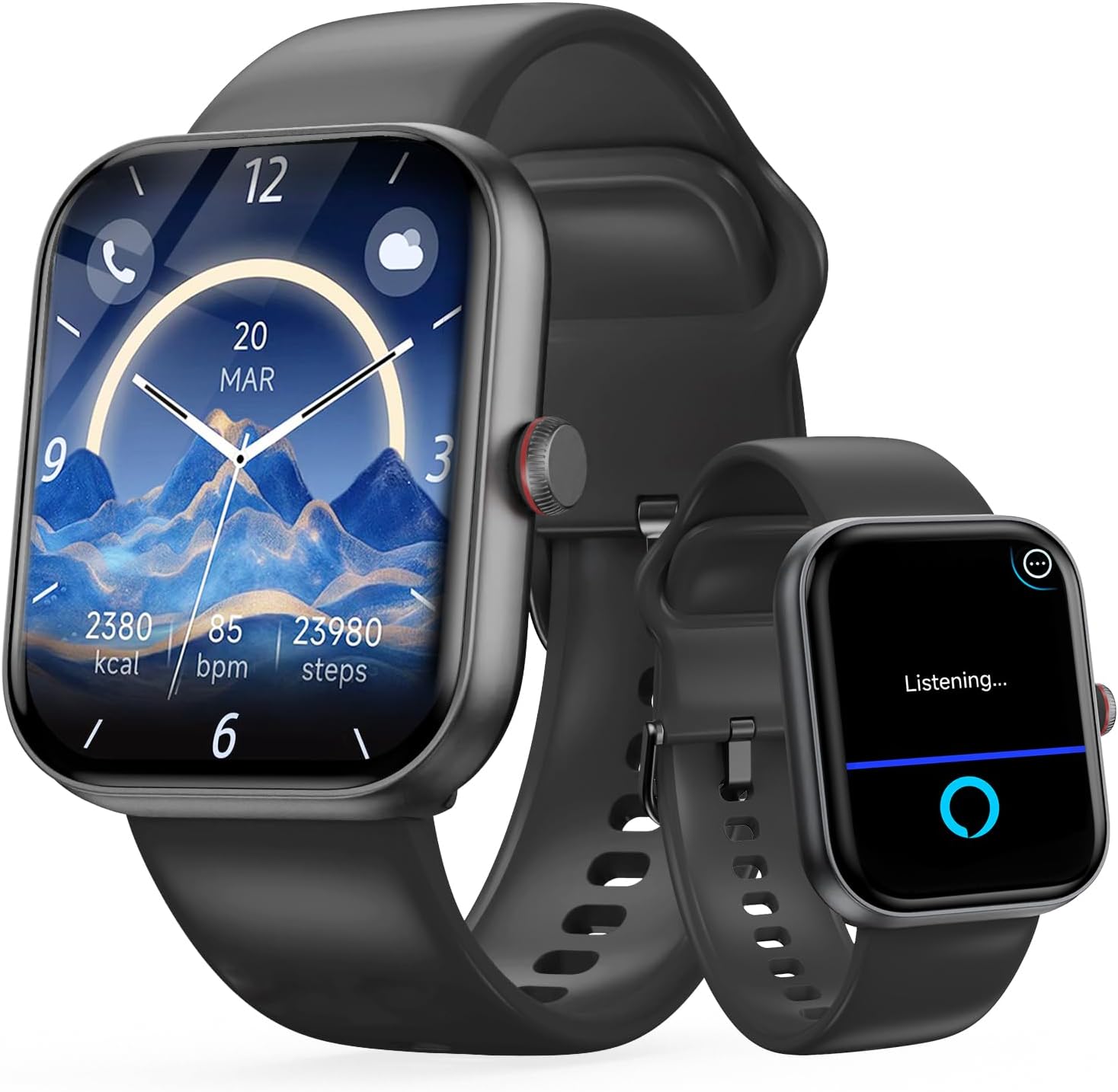 uaue Smart Watch for Men Women with Alexa Built-in, 1.91" HD IP68 Waterproof Fitness Watch with Bluetooth Call (Answer/Dial), Heart Rate/Sleep/Stress Monitor, 100+ Sports Tracker Reloj Inteligente