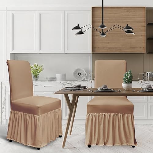 Miniatura 2 de molasofa Juego de 2 fundas para sillas de comedor, fundas elásticas para sillas con falda para cocina, protectores de asiento de cocina, decoración