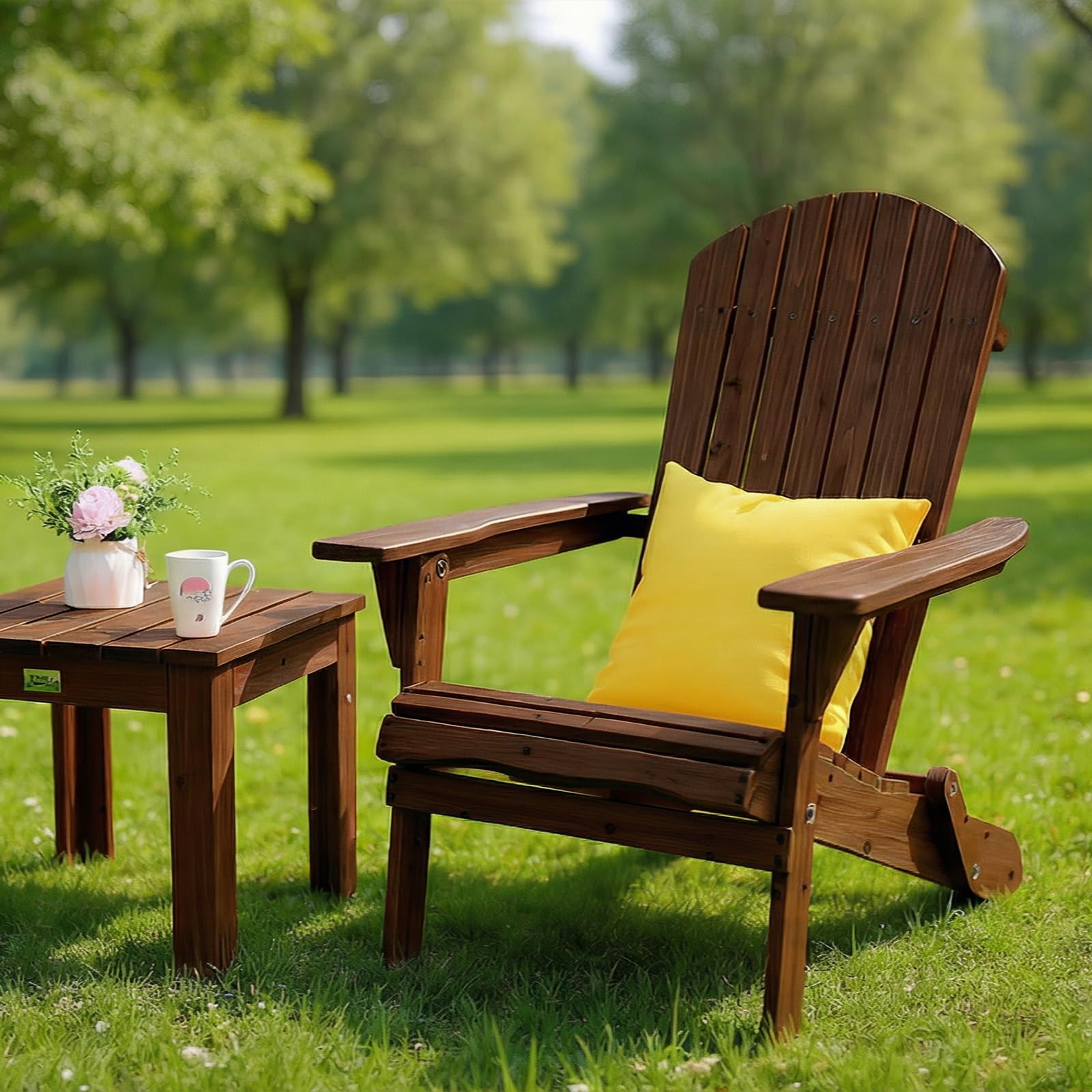 Amazon.com: VINGLI Folding Adirondack Chair Set of 4, Wood