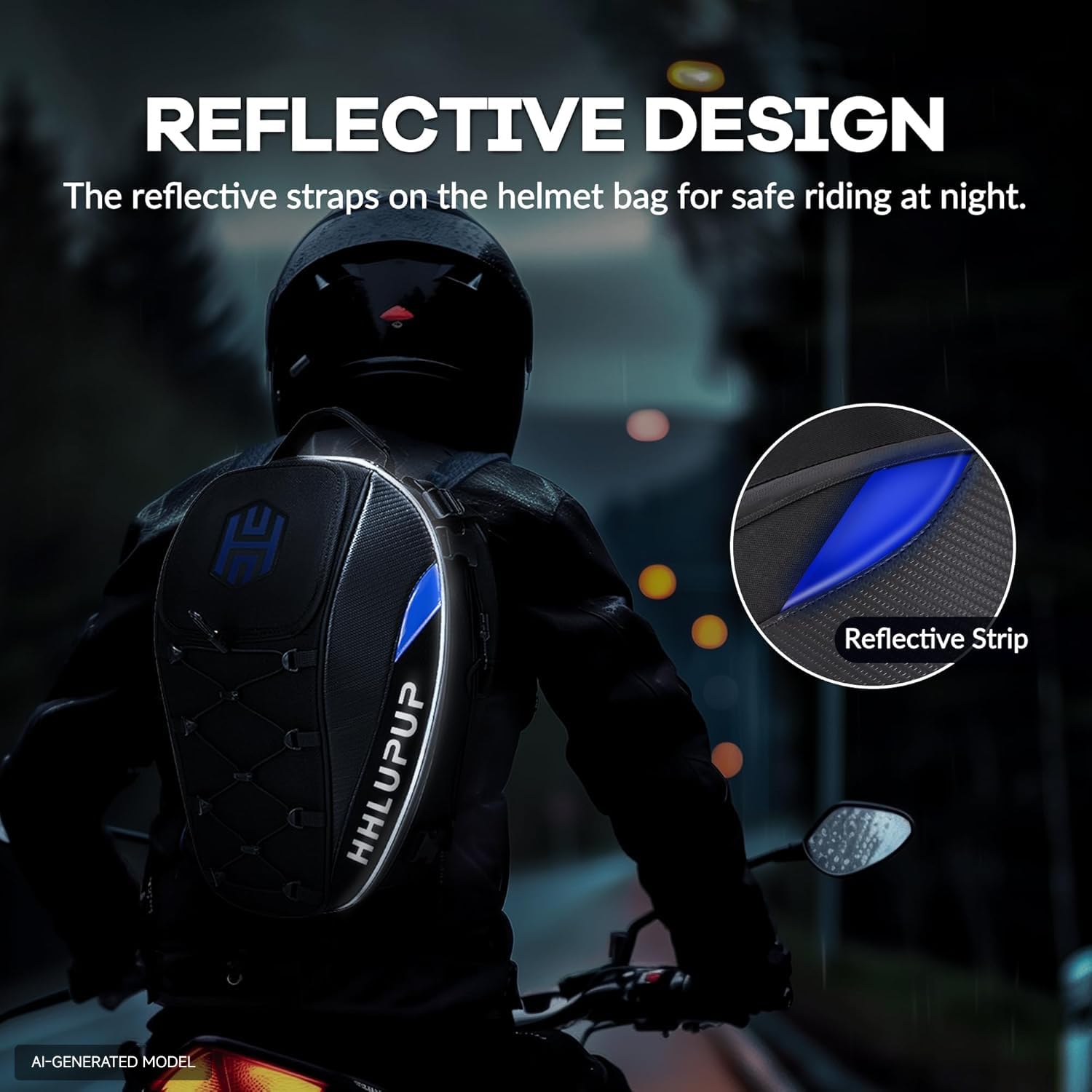 Borsa da sella per casco da moto, zaino da moto da 38 litri, impermeabile, borsa per casco da moto, 25-38 l, grande capacità, doppio uso (blu)