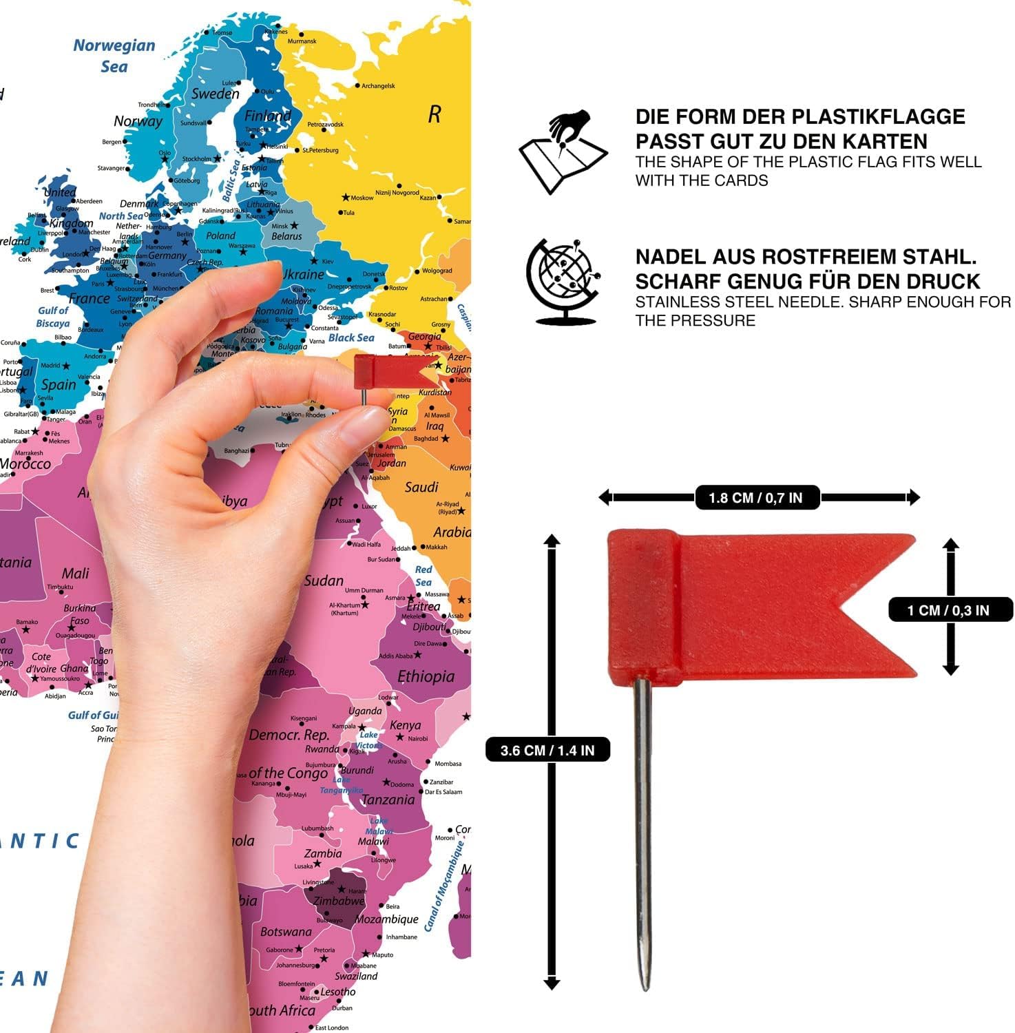 Hsthe Sea 100 Puntine A Forma Di Bandierina Per Mappe: 5 Colori Vivaci, Perfette Per Segnare Viaggi, Geografia E Organizzazione