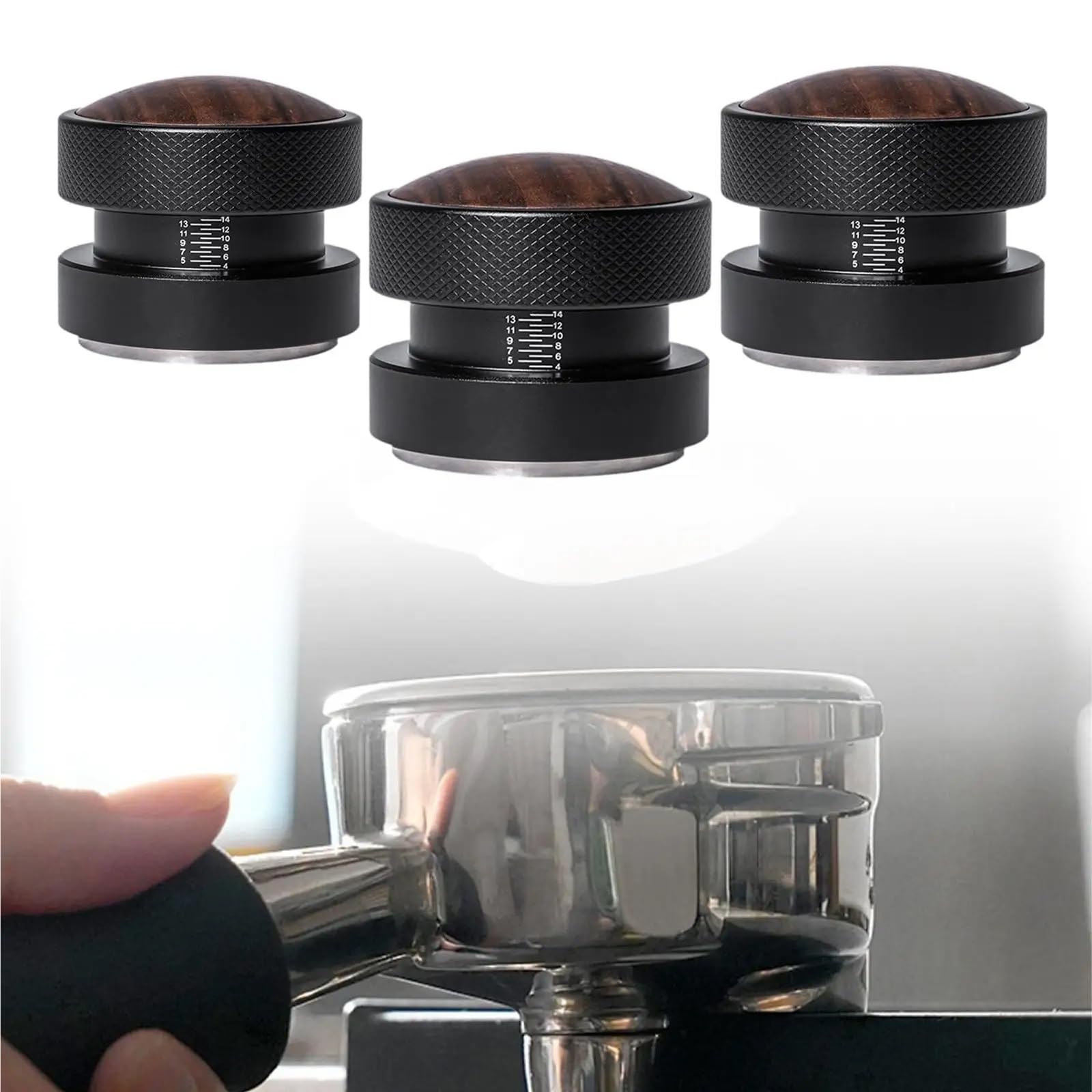 El café golpea, Tamper de café expreso acero inoxidable, 51mm/53mm/58mm, for hogar y cafetería(58mm)