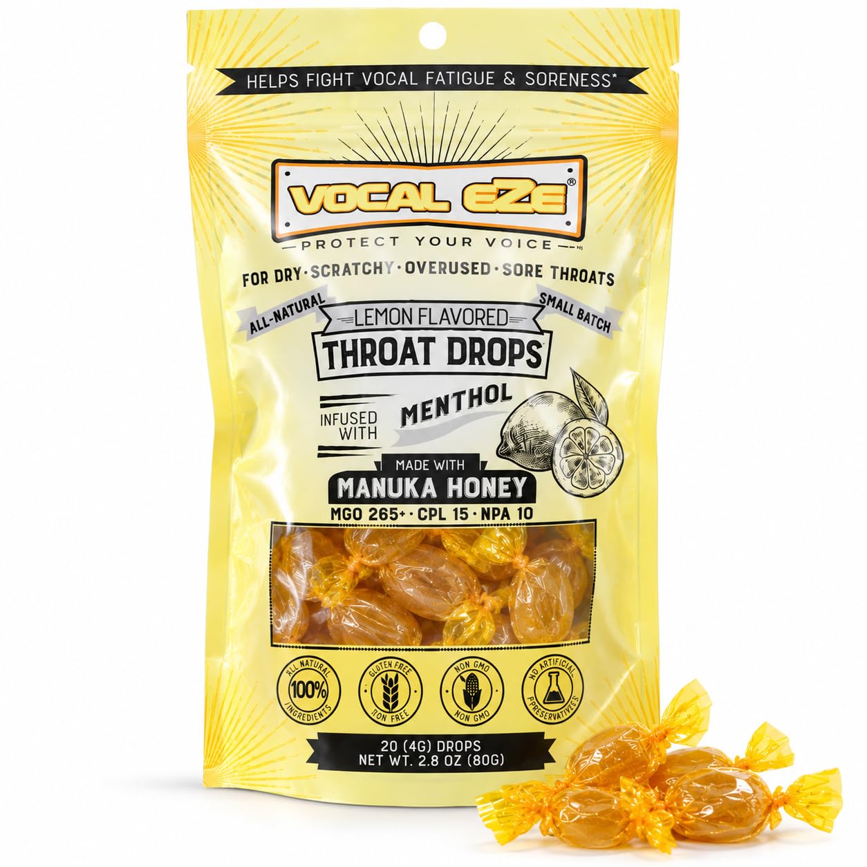 Vocal Eze Manuka Honey Lemon Cough Drops