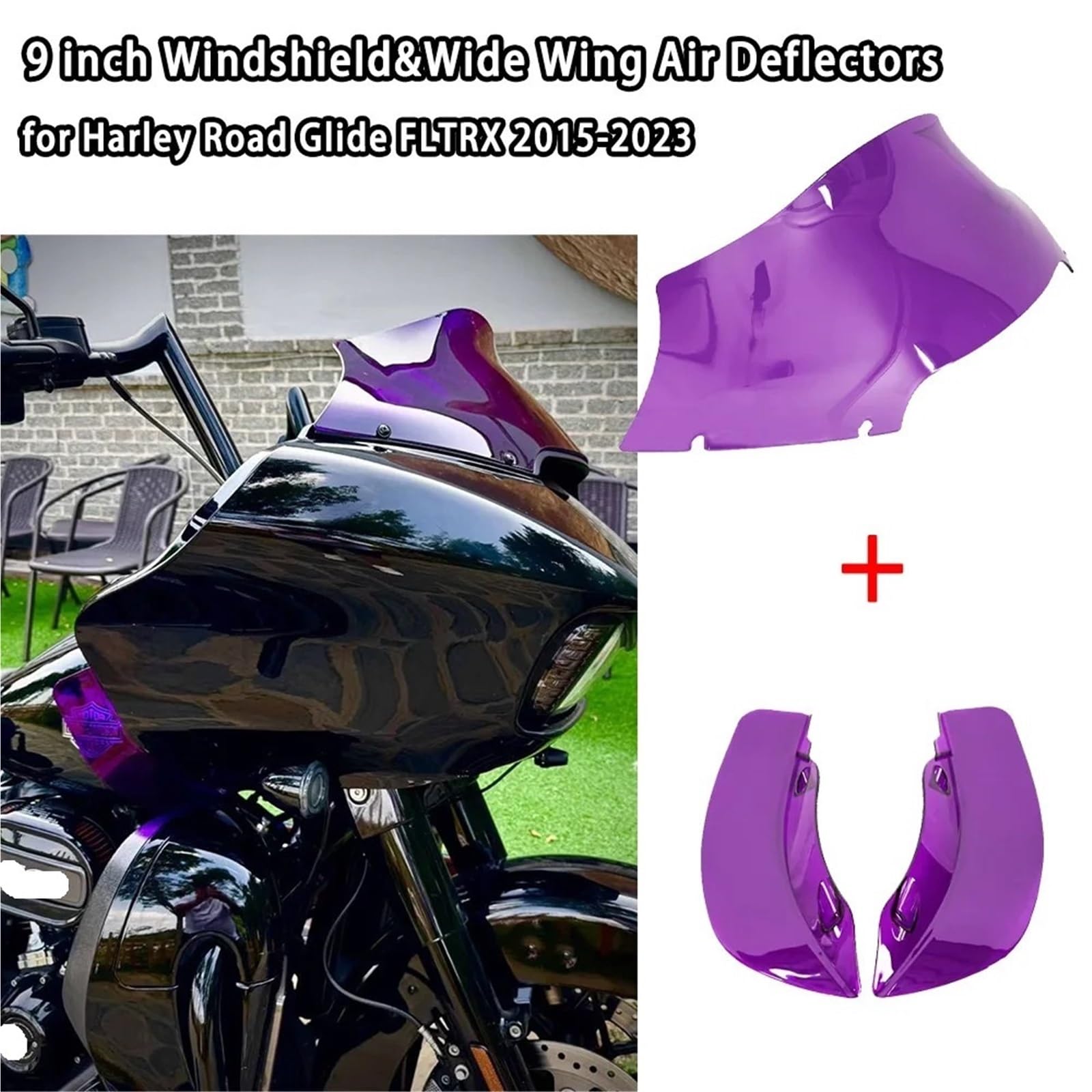 Deflektor motocykla Osłona deflektora szyby przedniej motocykla 9 cali i szerokie deflektory powietrza(6)