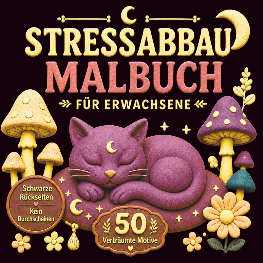 Stressabbau Malbuch für Erwachsen: 50 verträumte & leicht psychedelische Ausmalbilder für innere Ruhe, Stressabbau und kreative Entspannung