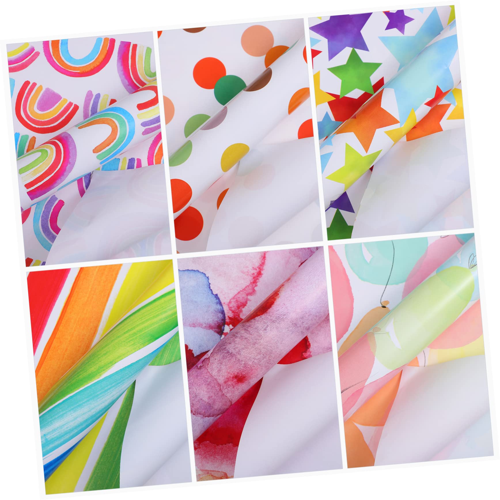 SEWOART Geschenkpapier Satz Für Geburtstag Mit Bändern Reißfestes Verpackungspapier in Zarten Farben Für Diy Handwerk Und Feiern