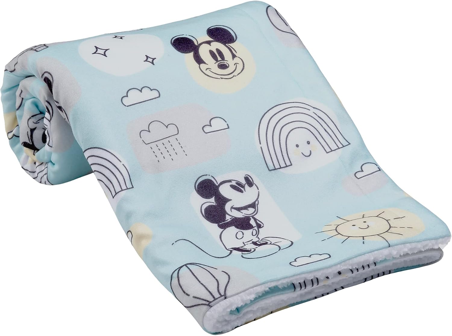 Lambs & Ivy Disney Baby Classic Mickey Mouse Blue/White Soft Fleece Baby Blanket