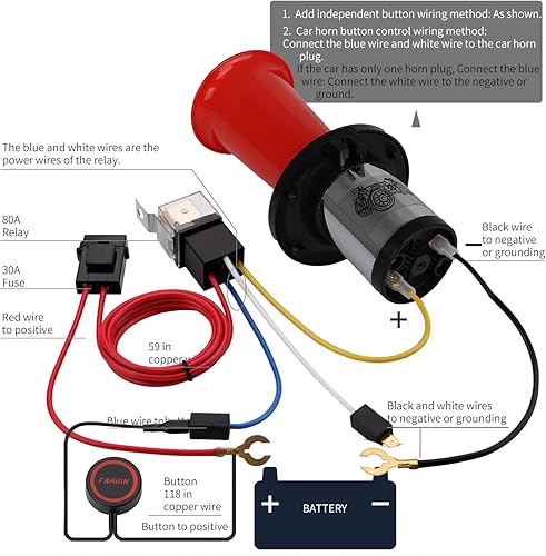 Vista 23 de FARBIN Bocina OOGA de 12 V, bocina clásica antigua con botón, bocina de aire Ahooga cromada de la vieja escuela, bocinas divertidas de estilo Kit