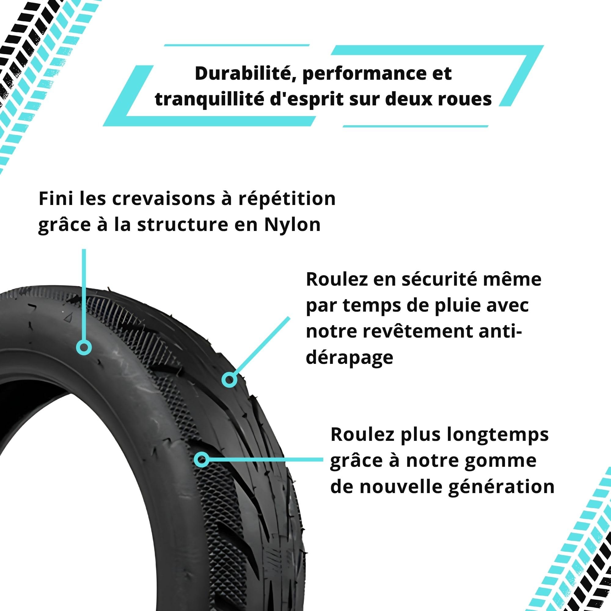 BITUME | 2x Pneu Tubeless Avec Gel Anti-Crevaison 10x 60/70-7 pour Trottinette Électrique Xiaomi Mi4 Pro, Xiaomi Pro 4 | Montage Sans Chambre à Air