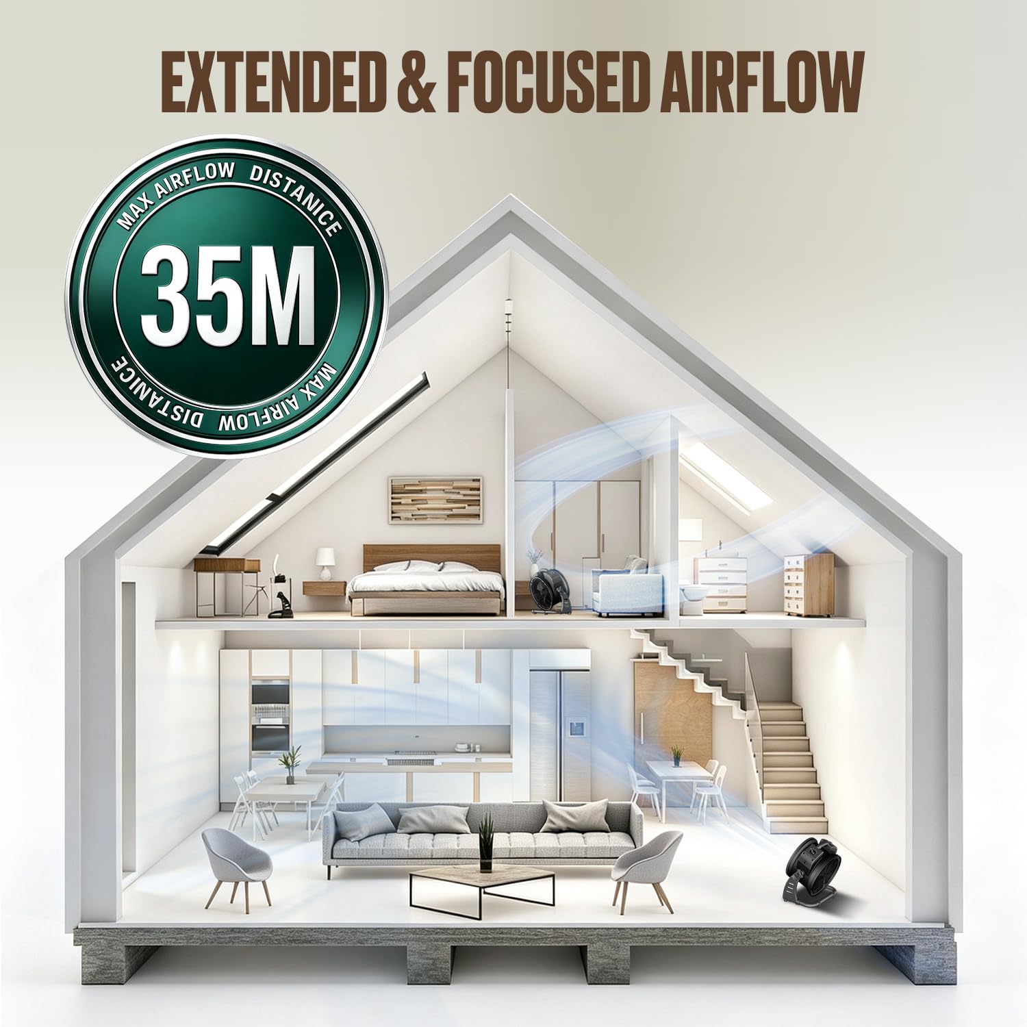 XPower FC-100 - Rodador de aire industrial de alta velocidad para toda la habitación, ventilador de suelo multiusos de velocidad variable
