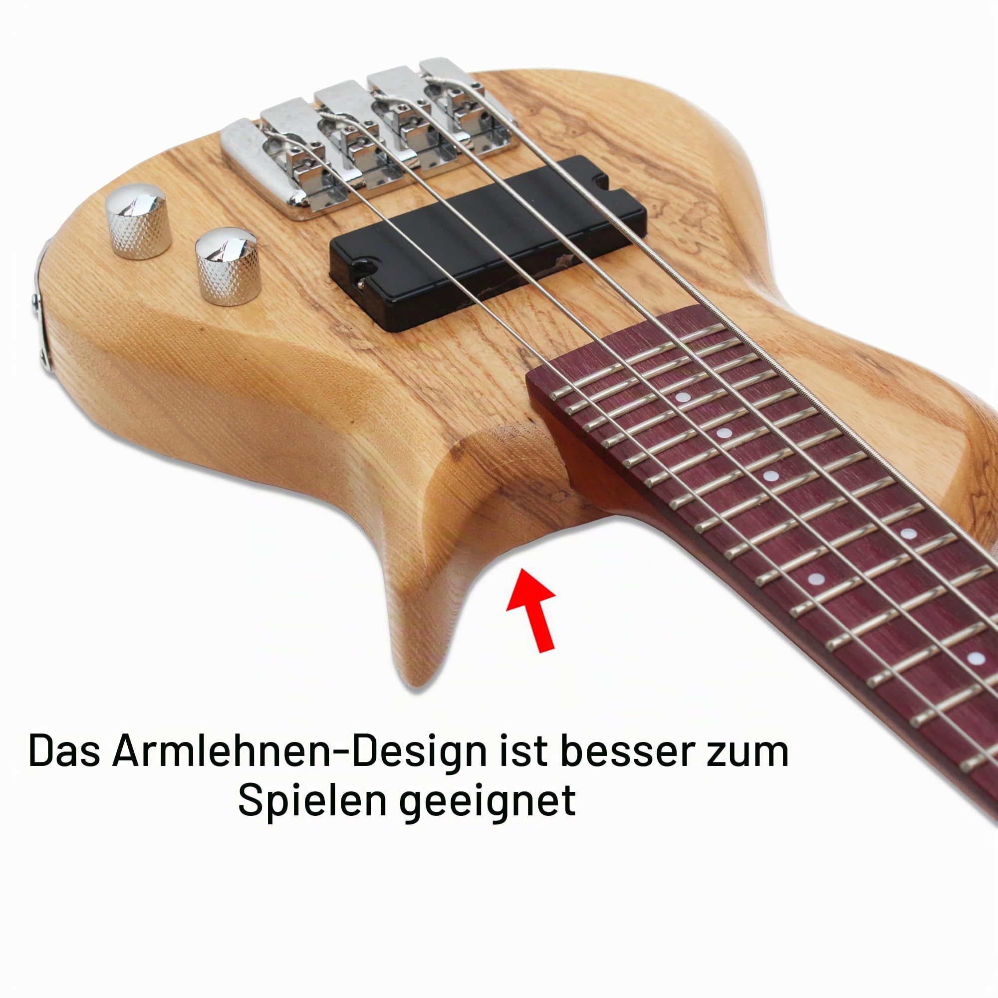 Batking Mini E-Bass Gitarren Travel Ubass 4 Saiten Ukulele Bass mit Gigbag