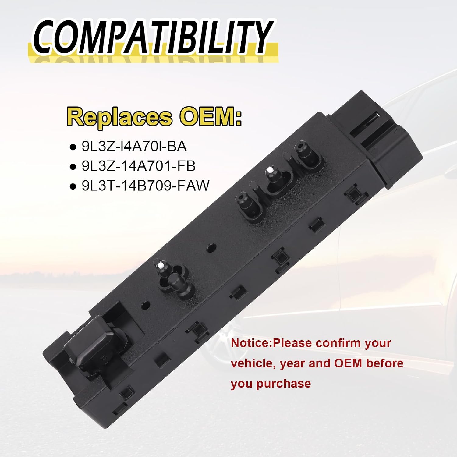 Vurkcy Front Right Passenger Side Power Seat Switch Adjustment Compatible with 2006-2019 Ford, 2006-2019 Lincoln, 2006-2011 Mercury, Replaces 9L3Z14A701FA, DE9Z14A701BA, SW7337