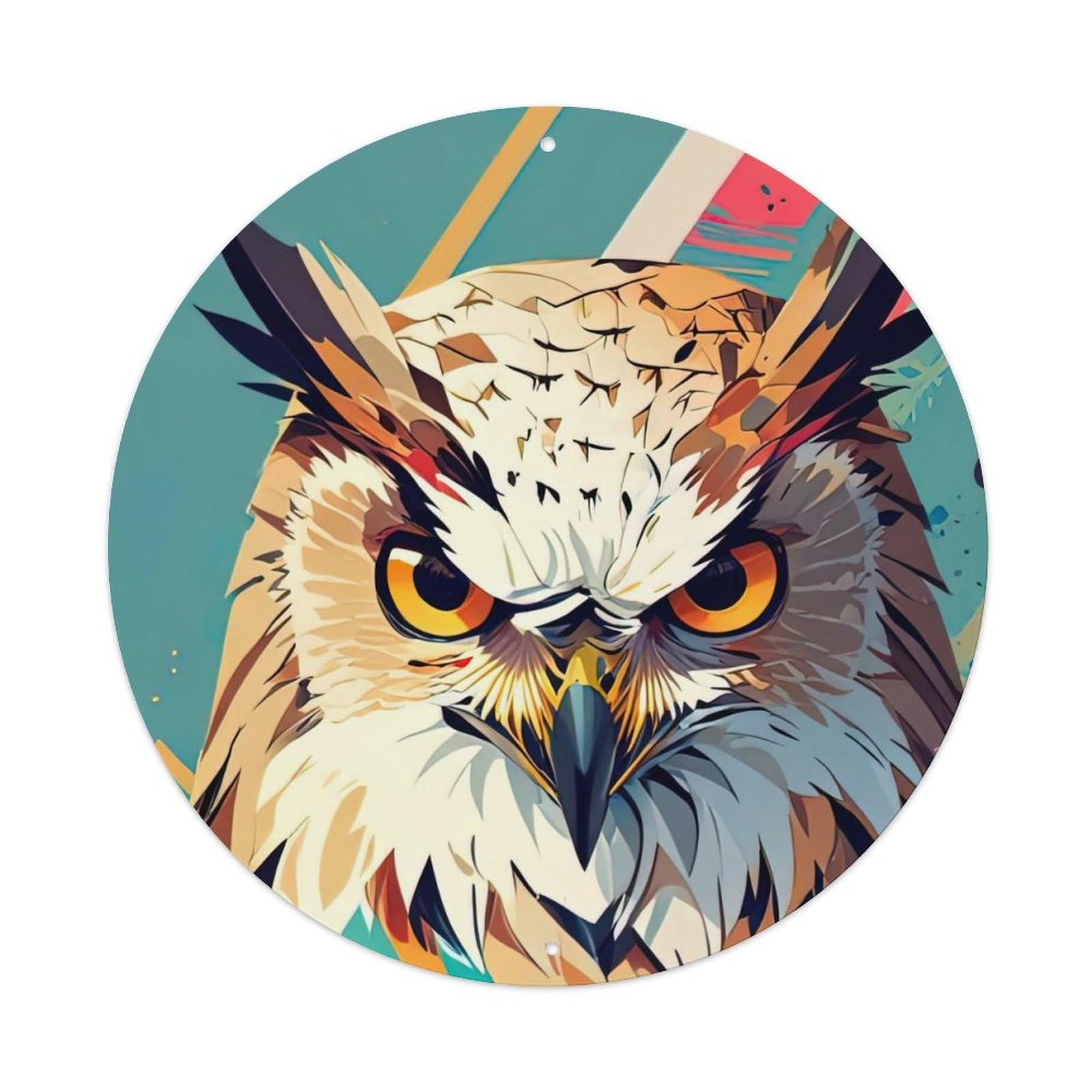 Cwbufd Vintage Style Animal Eagle-Owl Owl Low Poly Graphic Vintage Metal Tin Sign Plaque Wall Decor For Cafe, Club Bar, Office, Garden Metal Poster 8X8inch
