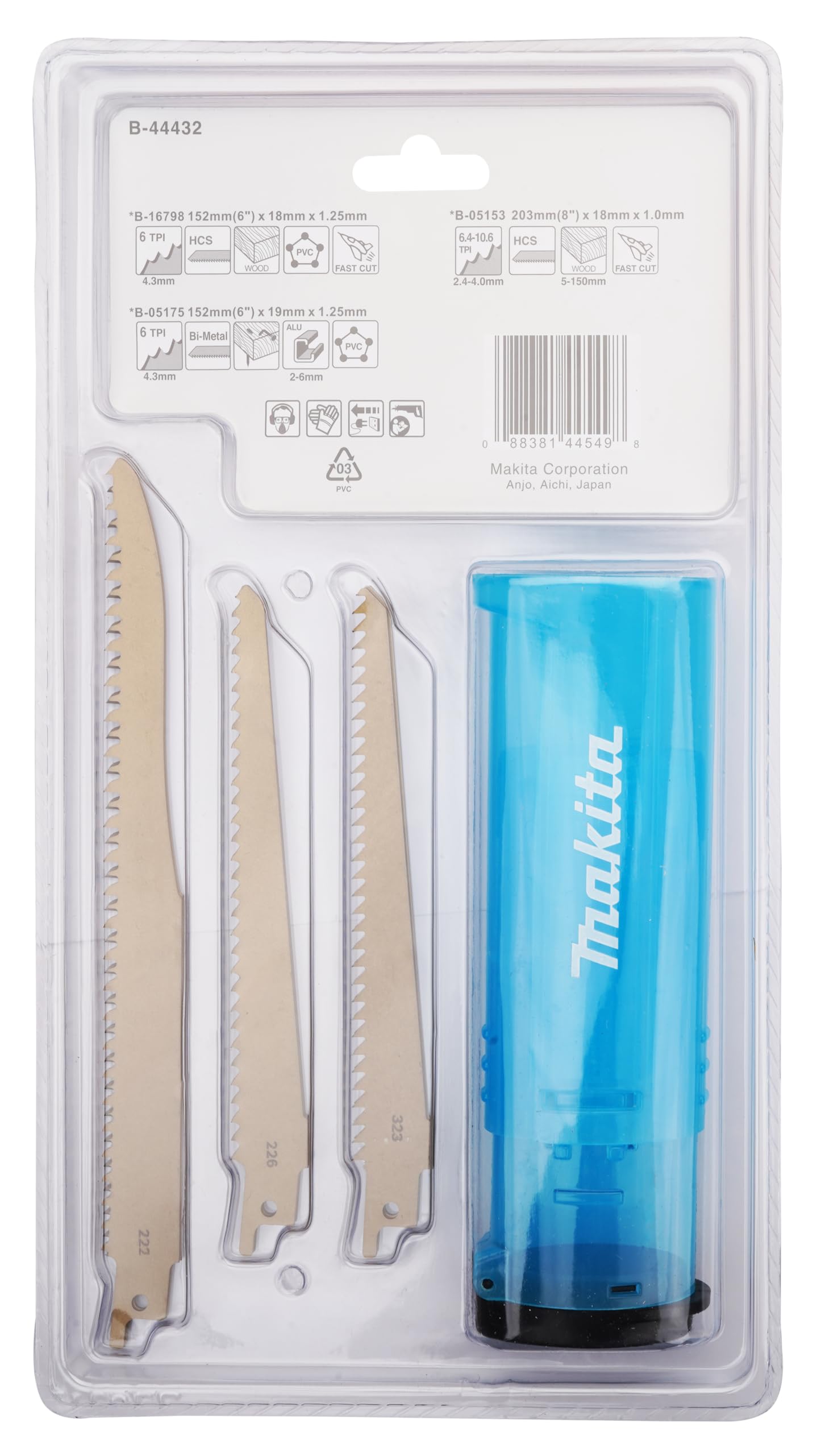 Pack de lames de scie sabre 203 mm pour bois (6 pcs) - MAKITA B-44432