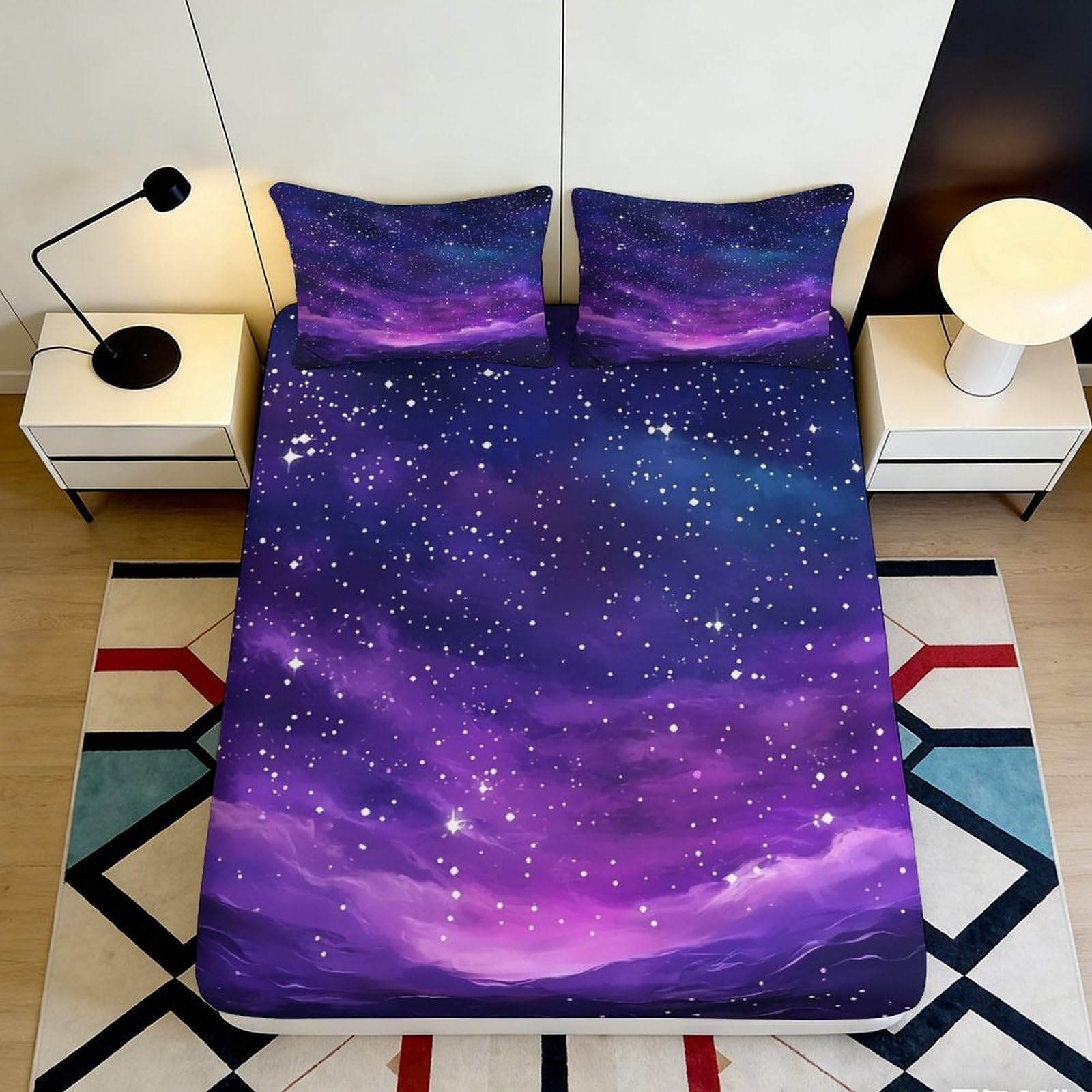 3D Printed Skull Fitted Sheet Microfiber Non-Slip Deep Pocket Bedroom Bedding Skull Theme Mattress Fitted Cover Machine Washable 180x200x25cm