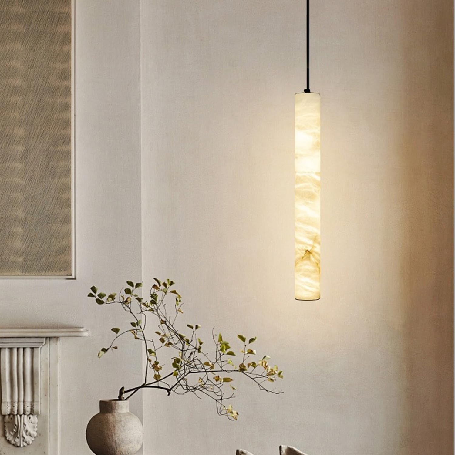 Lampadario a sospensione in marmo naturale a luce calda