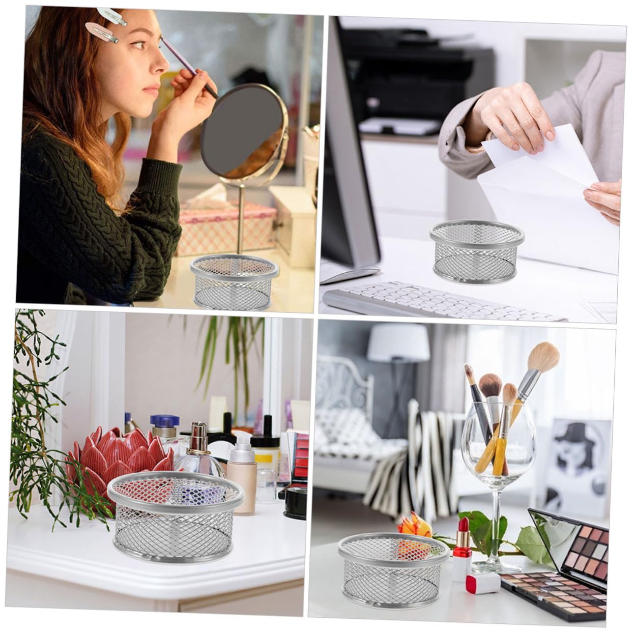 Cabilock Metal Paper Clip Holder Mesh Storage Basket for Desk Organization Multi Functional Office Supply Container for Household Storage and Sundries Dispensing