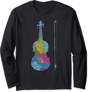 MUSIC SHIRT: Classical Music, Cello, Violin, and Viola, gift Manga Larga