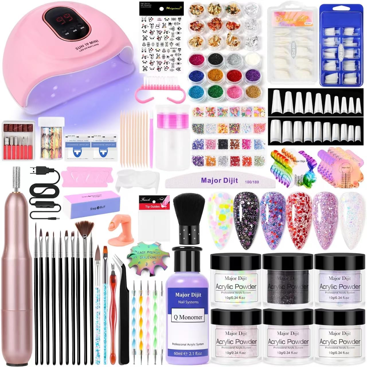 Amazon com Acrylic Nail Kit 6 Colors with 60ml Monomer Liquid Nail