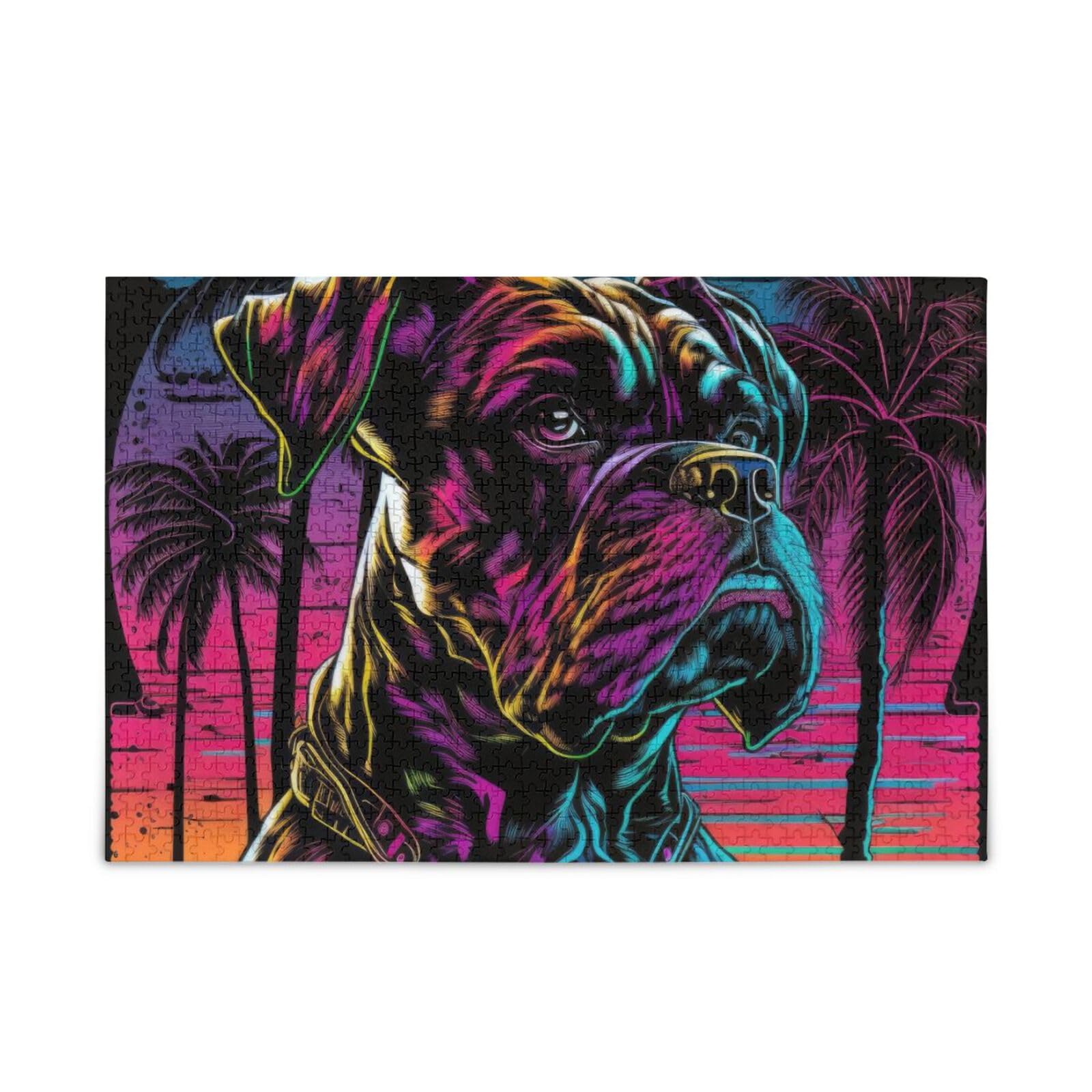 Jigsaw Puzzle Starry Night Boxer Dog 1000 Piece Puzzle - Glow In The Dark  Jigsaw For Adults Air Canada Personal Item Bag, image size:1600x1600