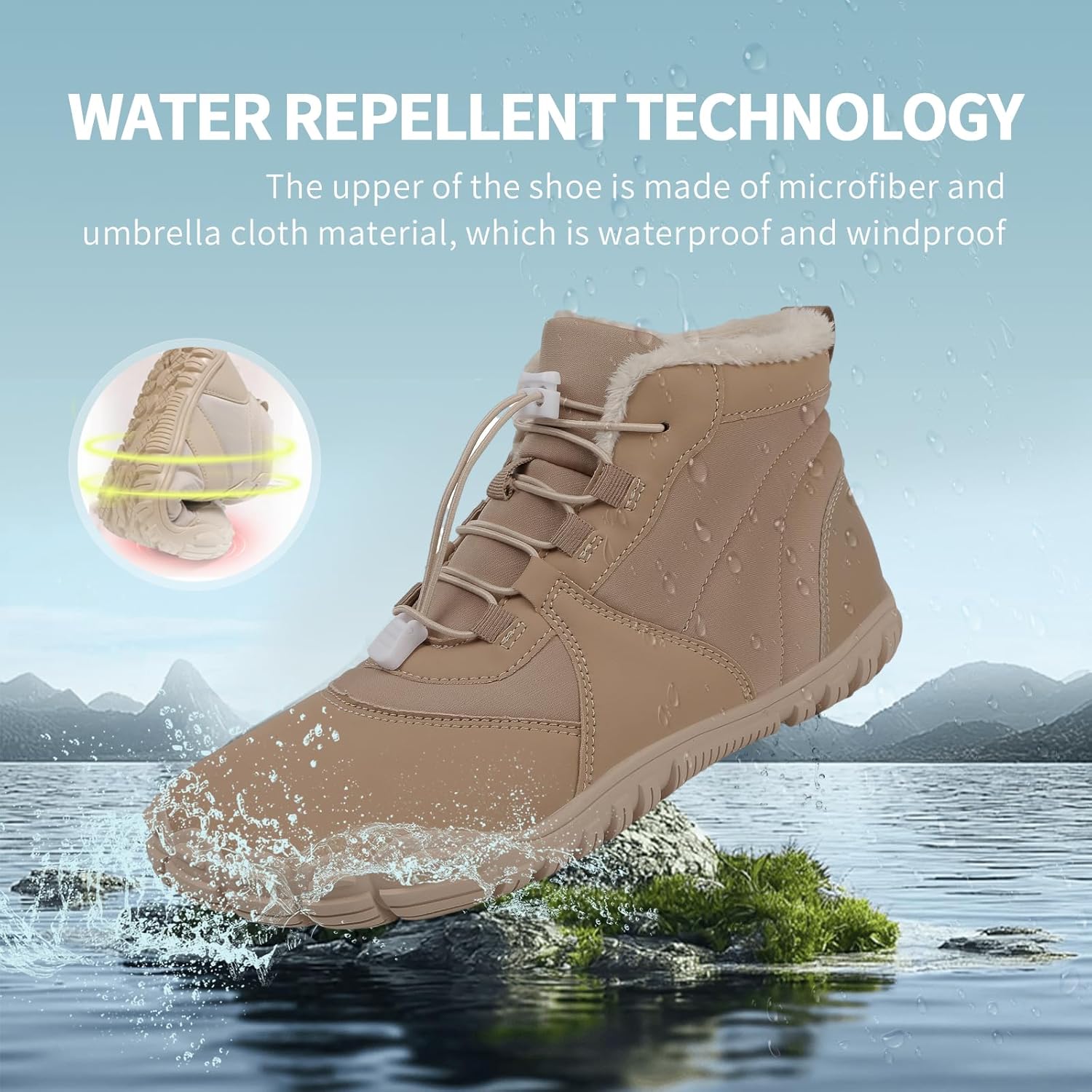 SIOSNETA Winter Hike Barefoot Boots,Warm Zero Drop Snow Boot Slip On Barefoot Footwear - Minimalist Warm zero Drop, Non-Slip Snow Boots, Wide Fit Barefoot Boots for Women & Men