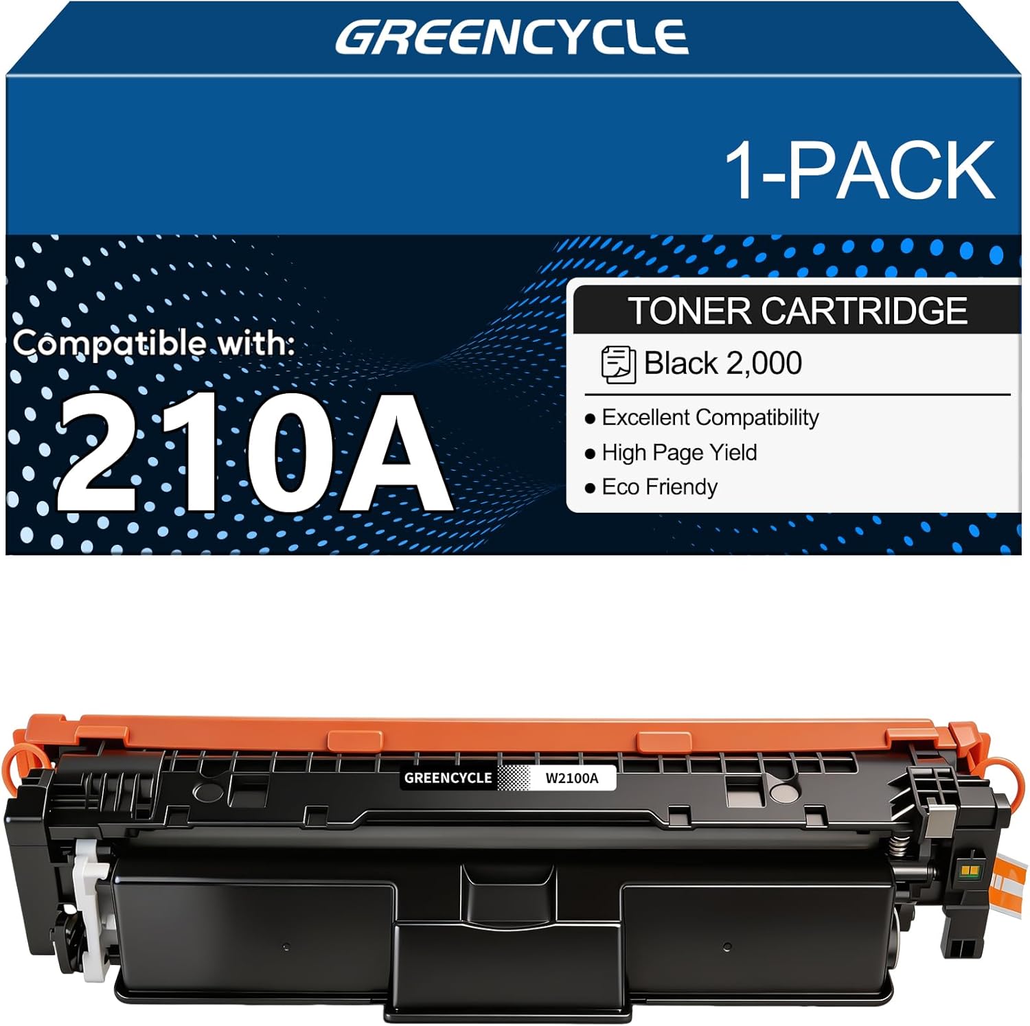 greencycle 210A Black Toner Cartridge Replacement for HP W2100A (1-Pack, High Yield) Compatible for HP Color LaserJet Pro 4201dn 4201dw MFP 4301dw 4301fdw 4301fdn Printer