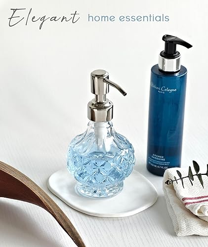 Miniatura 7 de JASAI Dispensador de jabón pequeño de vidrio transparente, dispensador de jabón de baño con bomba Strudy para cocina pequeña y baño, jabón de cocina