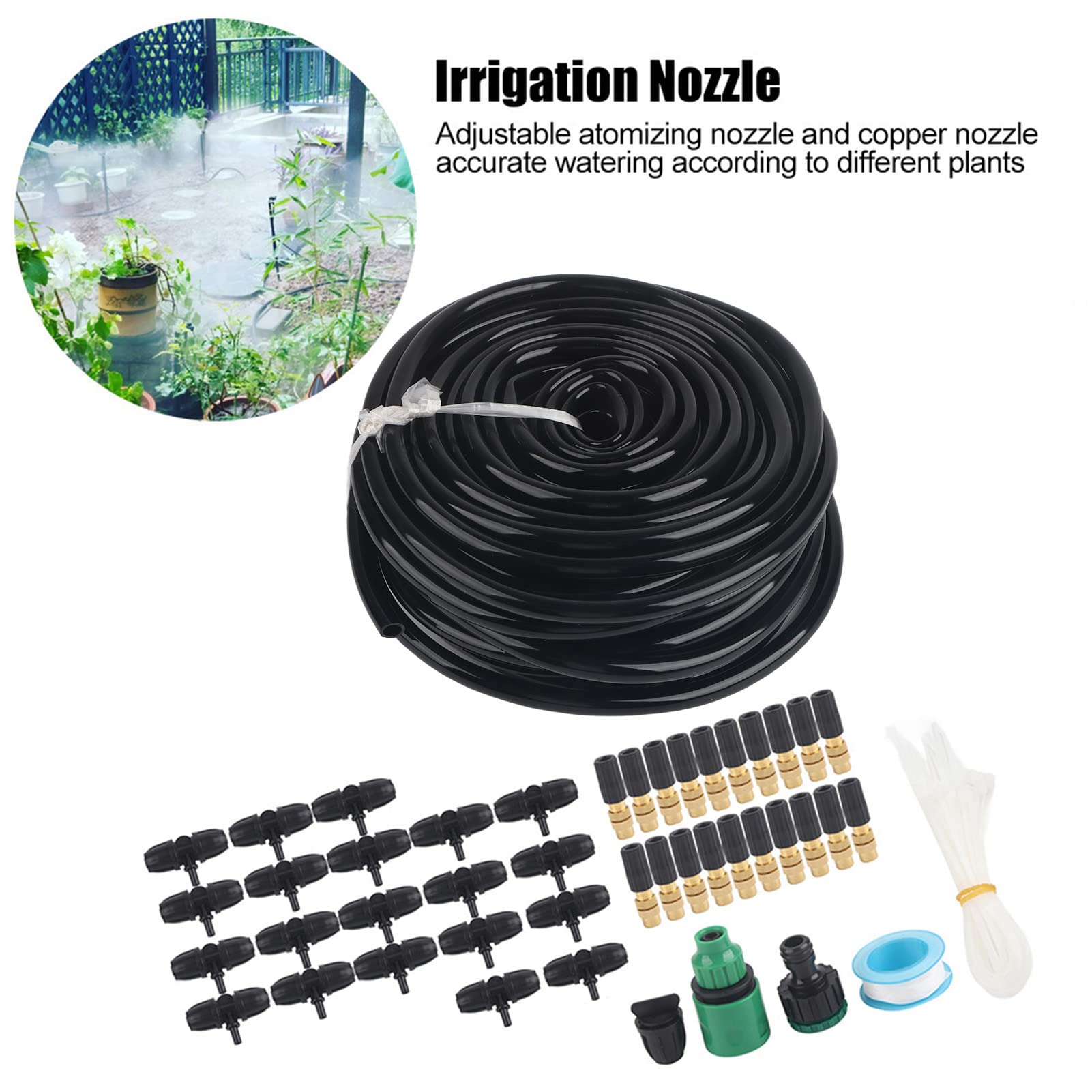 Sistema di Irrigazione da Giardino, Tubo da 20 M, Combinazioni da 20 Pezzi, Kit di Irrigazione a Goccia, Nebulizzazione per Irrigazione E Ugelli in Rame