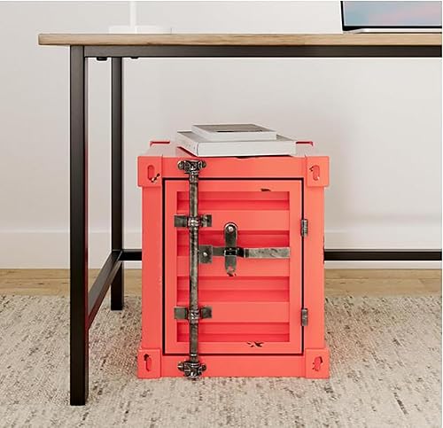 Miniatura 6 de ZHAOYONGLI-End Tables Mesa de noche industrial, vieja, roja, 15.7 x 14.9 x 18.9 pulgadas Viejo - Rojo,Oro negro (izquierda),Oro negro