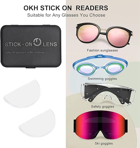 Miniatura 10 de OKH Paquete de 3 lentes de lectura adhesivos, lentes bifocales de aumento adhesivo para lentes de sol, gafas de seguridad, no necesita agua