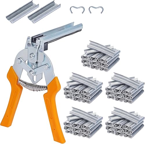 NAOEDEAH Alicates de anillo de uñas tipo M con 3000 piezas de clips M, kit de alicates de anillo de uñas Hog M para cercas de jaulas de animales,