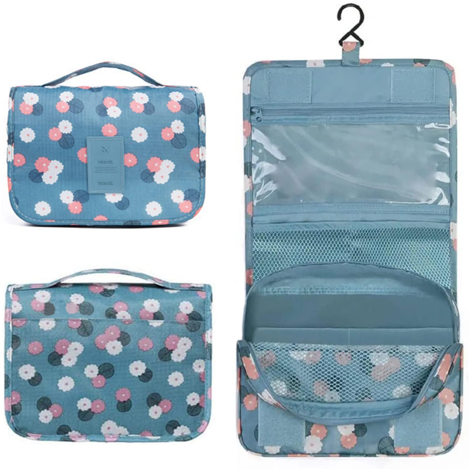 Portable Hanging Toiletry Kit Clear Wash Travel Bag Women Organizer Pouch With Hook