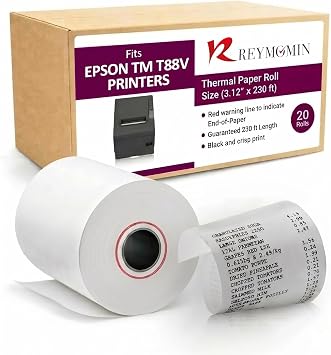 Thermal Paper Compatible with Epson TM-T88V, TM-T88VI, TM-m30-20 Rolls
