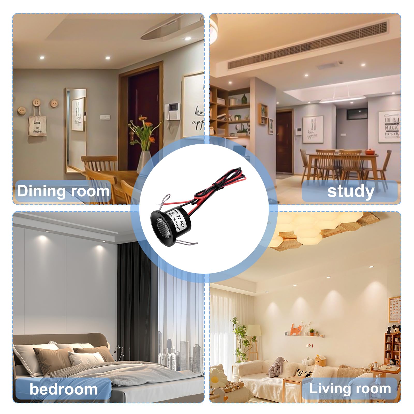 Foco LED empotrable de 12 V 2 W, juego de 6 focos empotrables IP65, mini foco LED blanco cálido, 3000 K, para baño, cocina, garaje, escalera, con transformador de 230 V