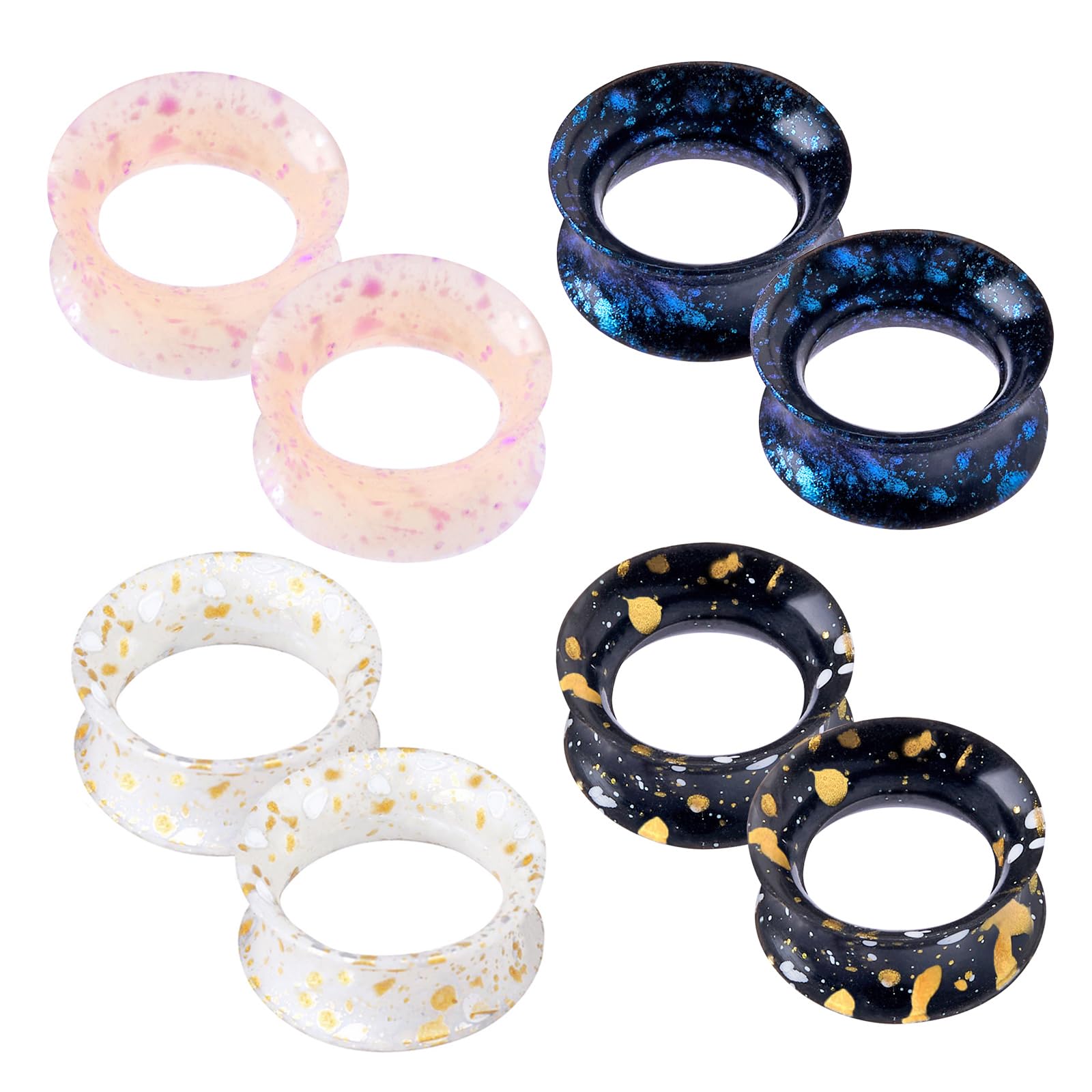 Longbeauty 8PCS Silicone Ear Gauges Flexible Ear Tunnels Plugs Stretchers Double Flared Flesh Ear Piercing Jewelry for Women Men