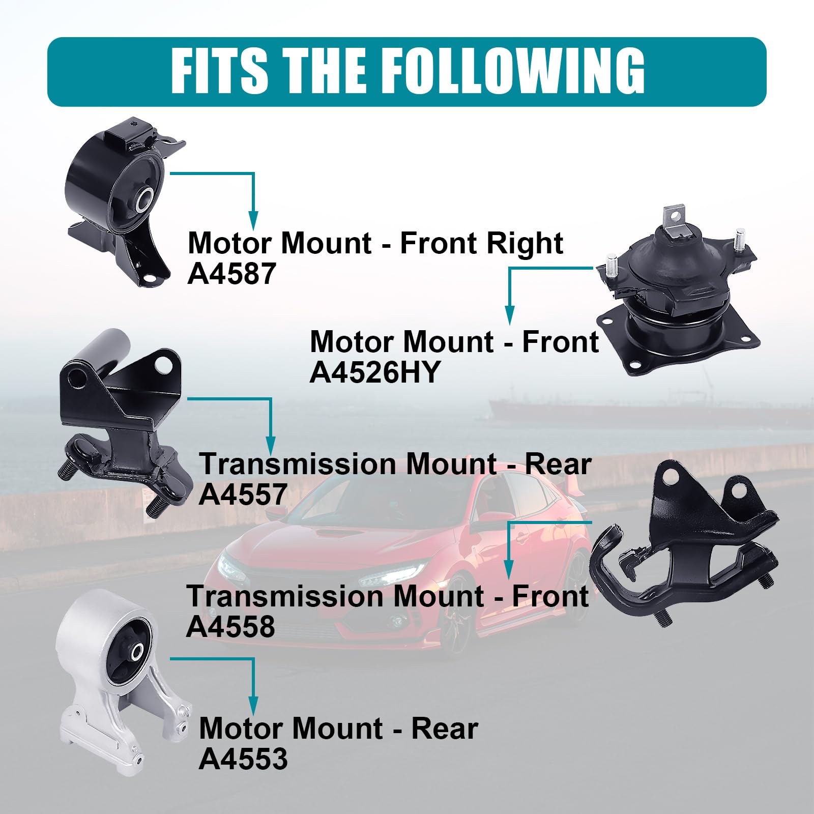 Front Left & Rear Left Transmission Mounts 2Pcs Set For Honda Odyssey 07-10 3.5L