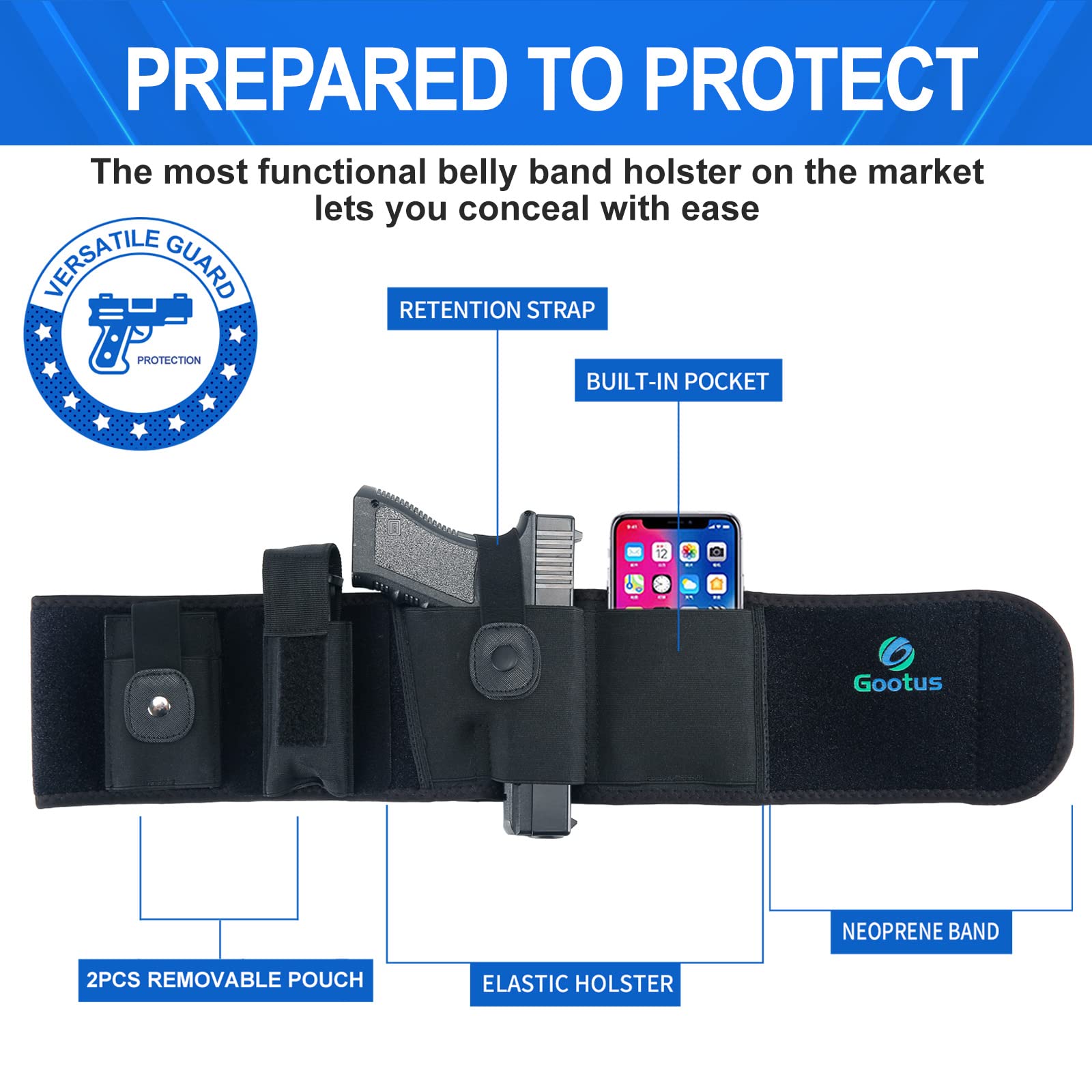 Gootus Belly Band Holster for Concealed Carry Gun Holsters for Women