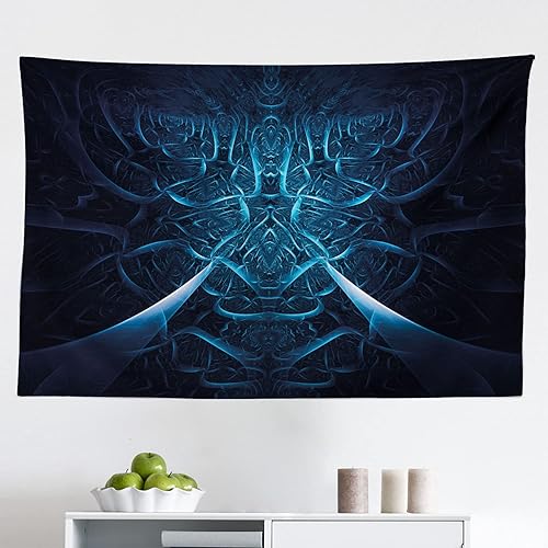 Ambesonne Tapiz fractal, hueco abstracto espeluznante con efectos de línea, diseño creativo y moderno de arte para computadora, decoración de tela