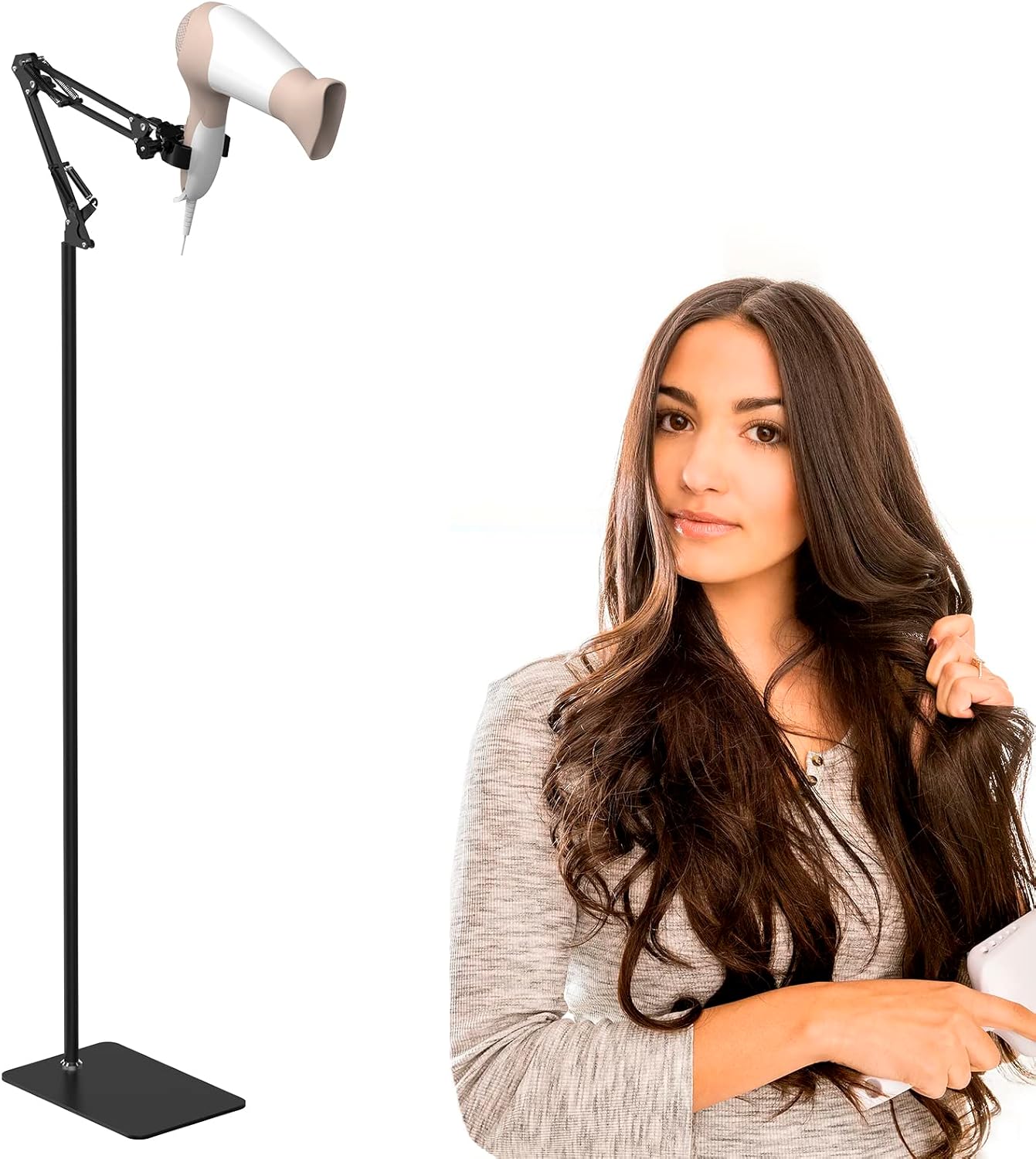 Linkidea Hair Dryer Stand, 360 Degree Rotating Blow Dryer Holder Hands