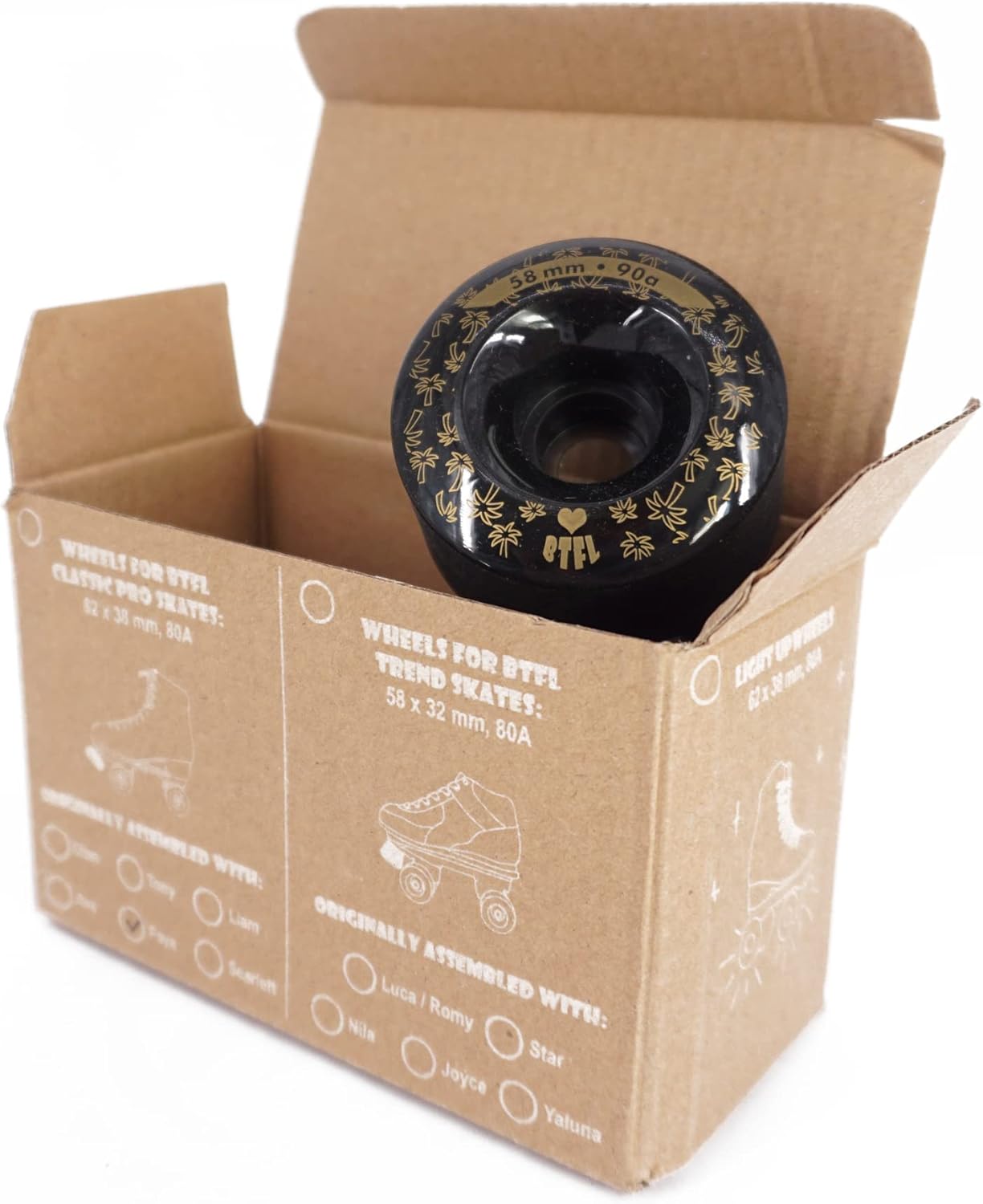 BTFL Outdoor Roller Skate Wheels – 32mm x 58mm 90A (black, 8) | Flow Recreational Roller Skate Wheels for Park Ramps Street Bowls Outdoor Quad Skating