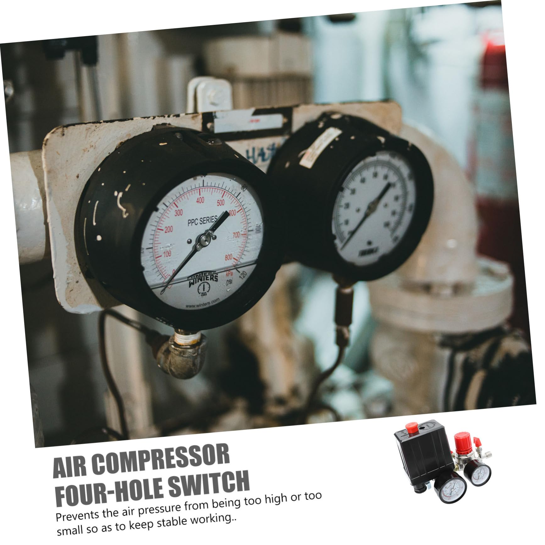 Regolatore Pressione Compressore Aria con Valvola Controllo e Manometro Facile Installazione Materiale Durevole ed Ecologico per Gestione Precisa Pressione