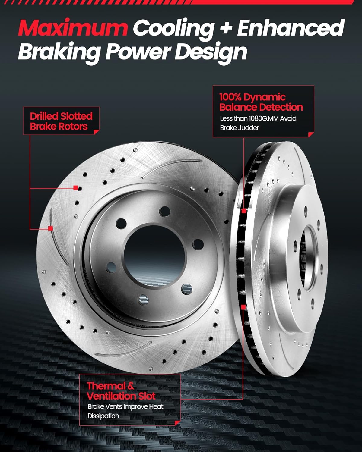 Front Brakes Pads and Rotors Kit Compatible with 2005-2023 Toyota Tacoma (Note: 6 Lug Wheels, Not for 5 Lugs), 2003-2009 Toyota 4Runner | 318.8mm(12.6in)| 31520 & D976-7877 Front Brake Kits