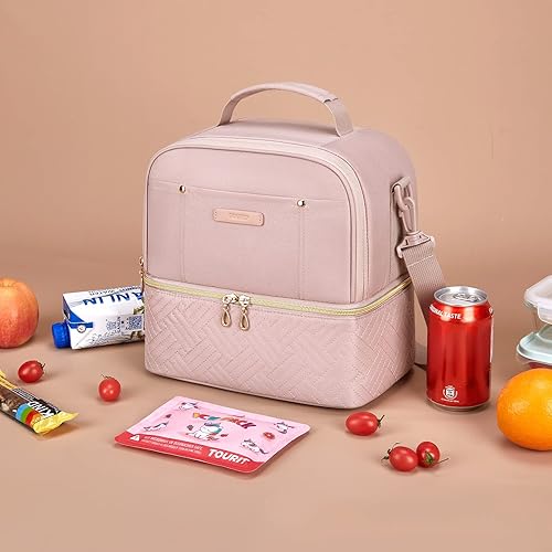 Miniatura 8 de TOURIT Bolsa de almuerzo para mujer lonchera de doble cubierta aislada rosa con paquetes de hielo reutilizables de larga duración accesorios de