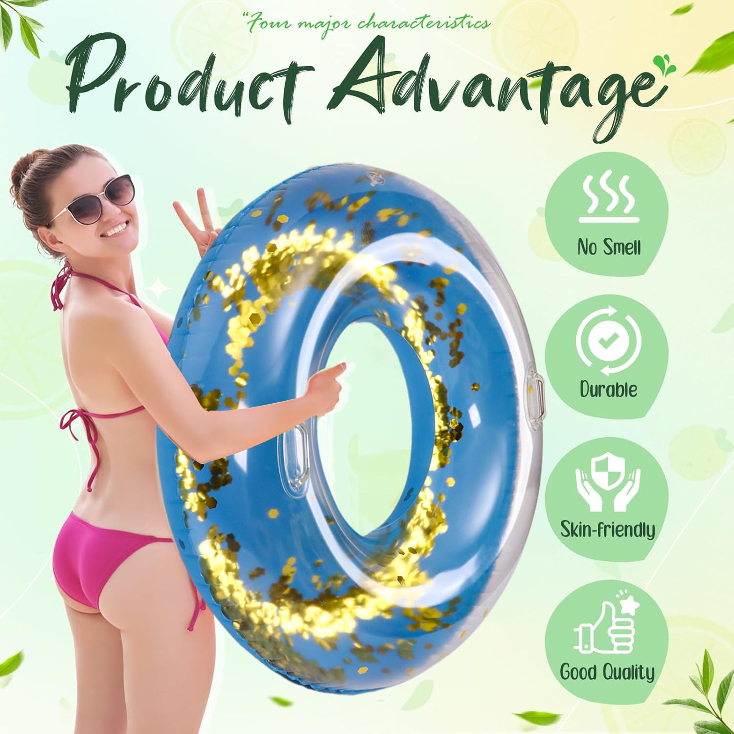 Anneau De Natation Hawaïen – PVC épais, Poignée, Pour Adolescent Ou Adulte – Plage Et Piscine