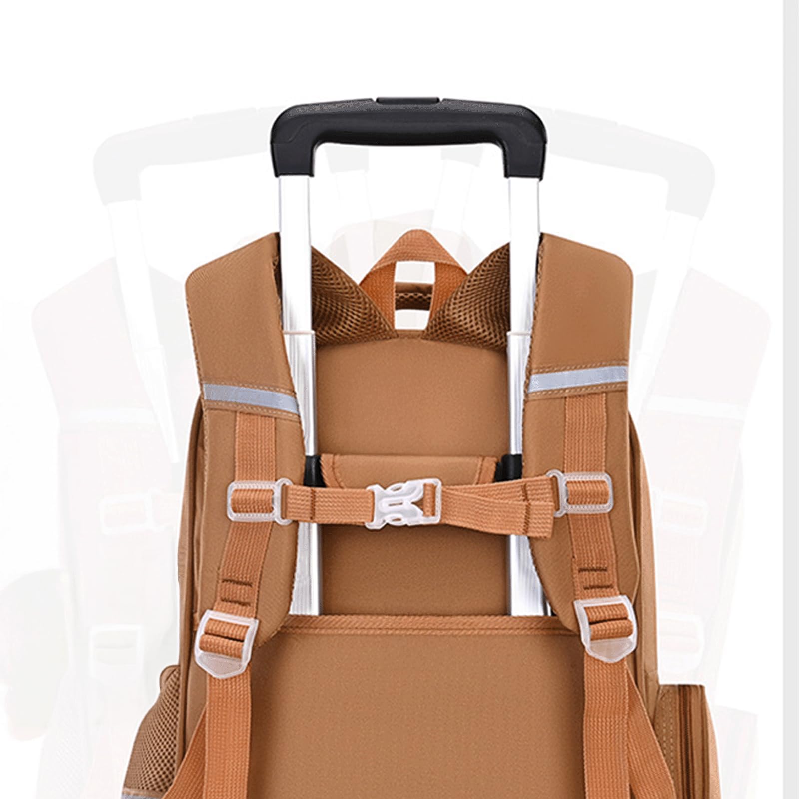 Zaino Trolley Scuola Elementare Motivo Capibara 12 Pezzi Zaino Scolastico Smontabile Riflettente Resistente All'Acqua Per Bambini Bambine Classi 2-6 (Marrone)