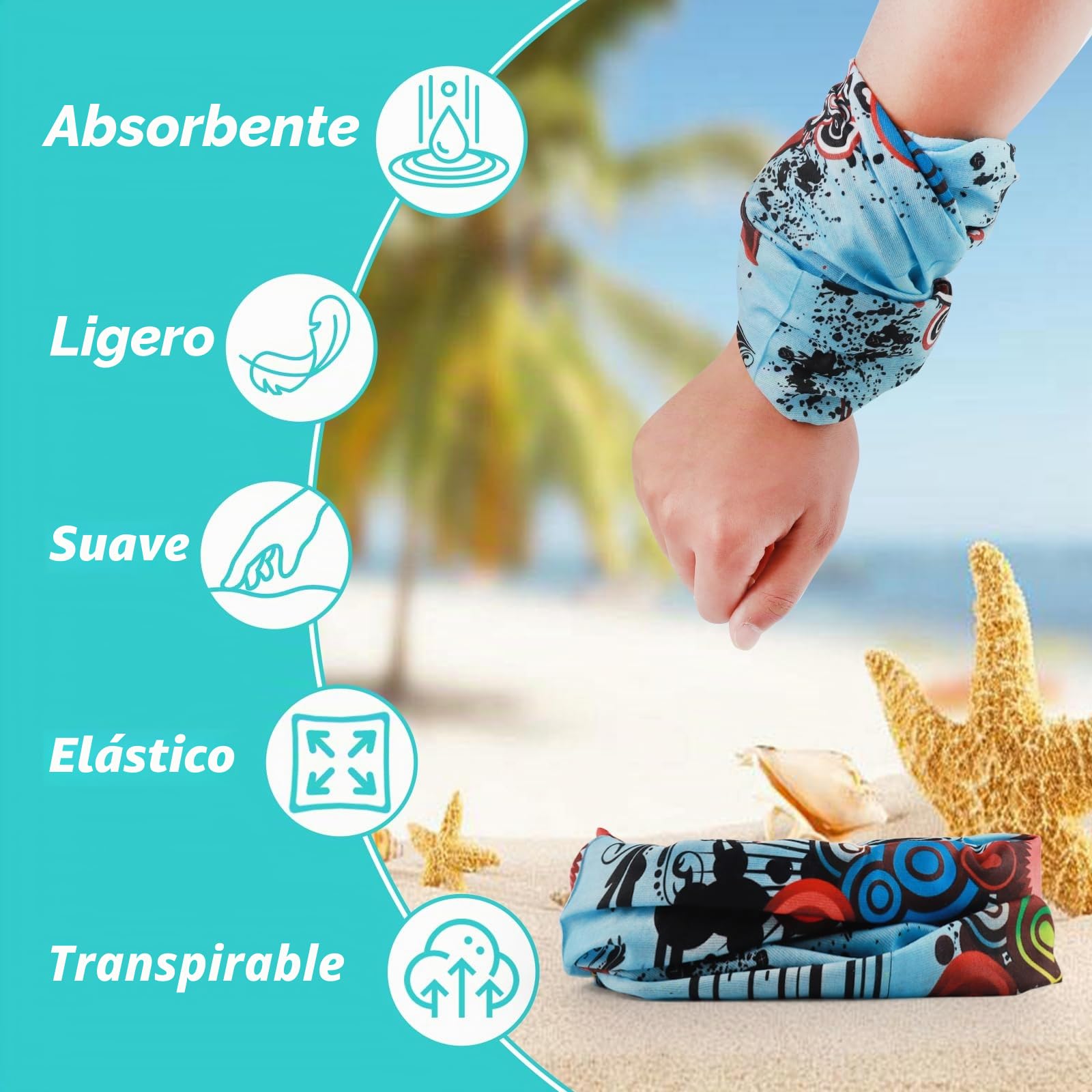 8 Piezas Multifunción Bufanda Bandana, Deporte Bragas de Cabeza, Bandana Polainas de Cuello Protección UV, Elastica Pañuelos Cabeza para Correr Senderismo Ciclismo