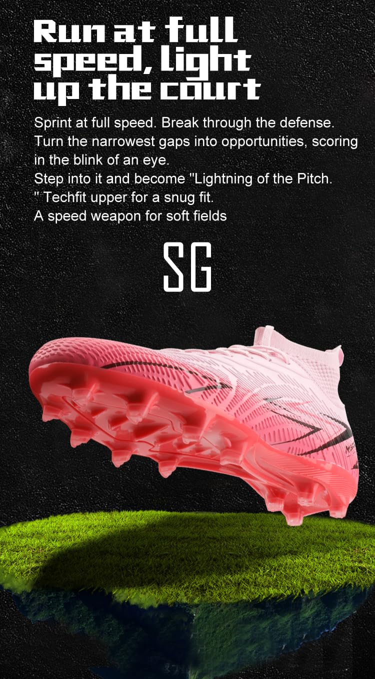 Botas de Fútbol Niño/Junior con Tacos – Antideslizantes, Ligeras y Cómodas, Transpirables, para Césped Natural y Artificial, Entrenamiento y Partido