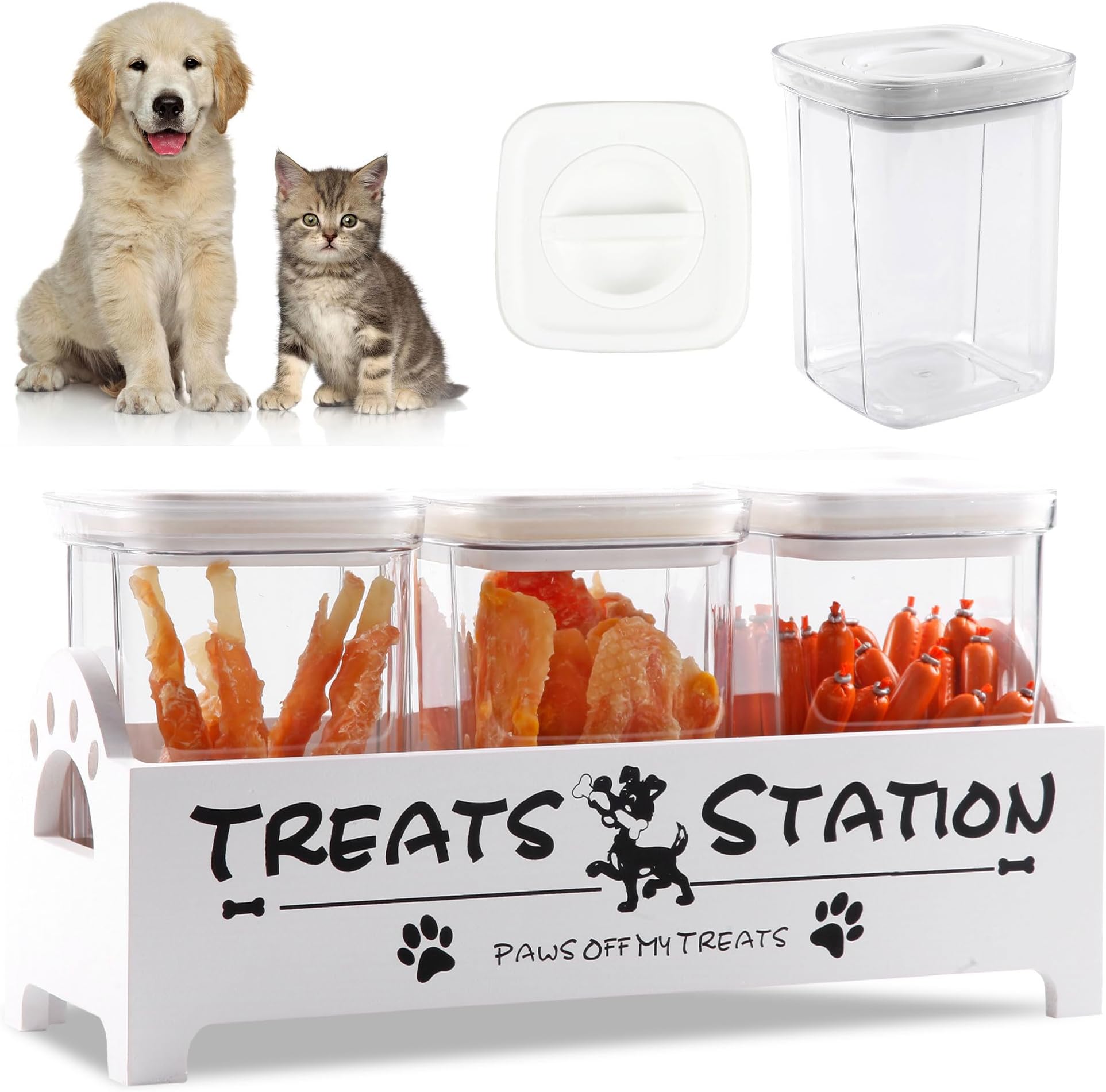 Dog Food Storage Container Treat Holder FUYGRCJ Wood Dog Treat - Main Image