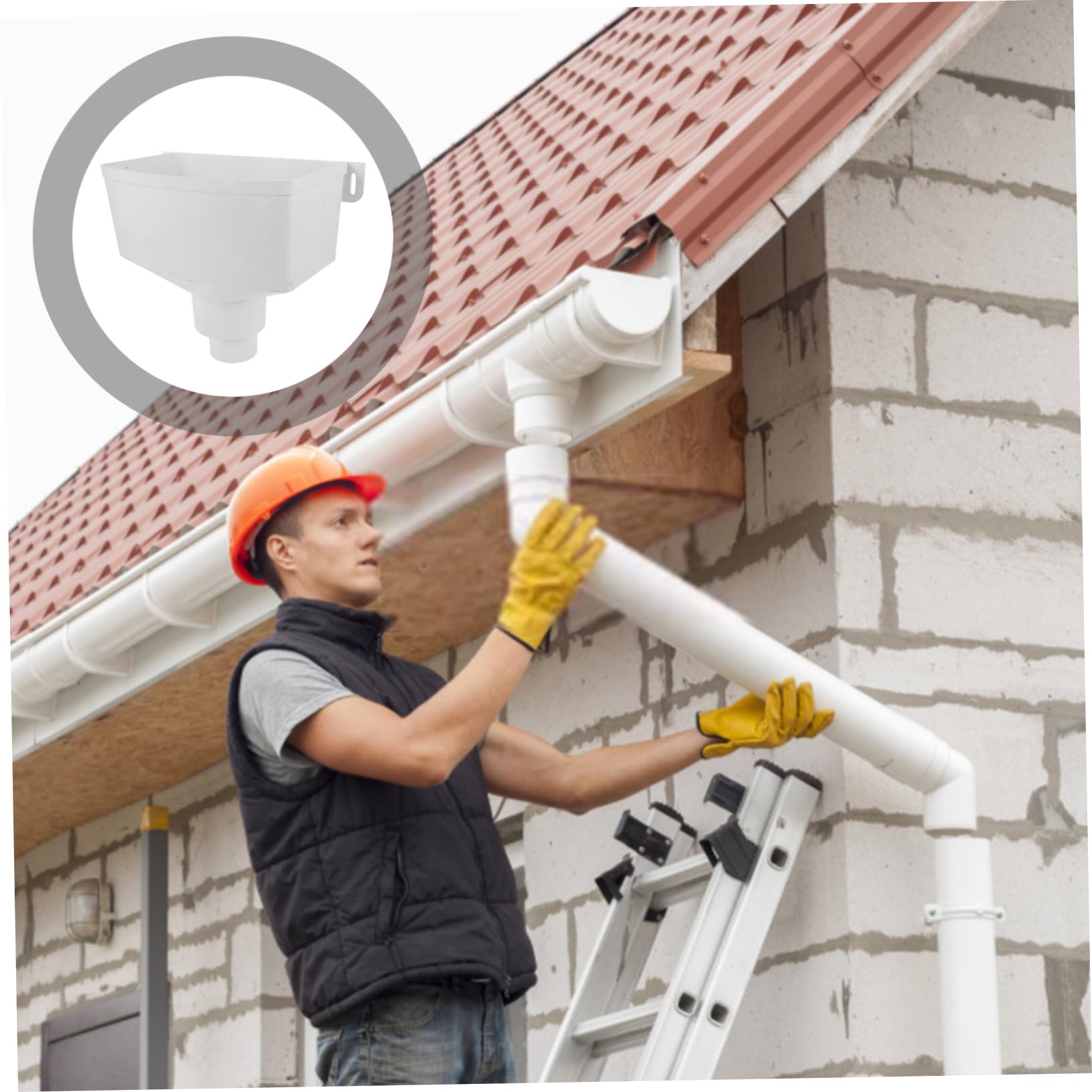 Adaptador de Canalón Pvc Blanco para Bajante y Drenaje